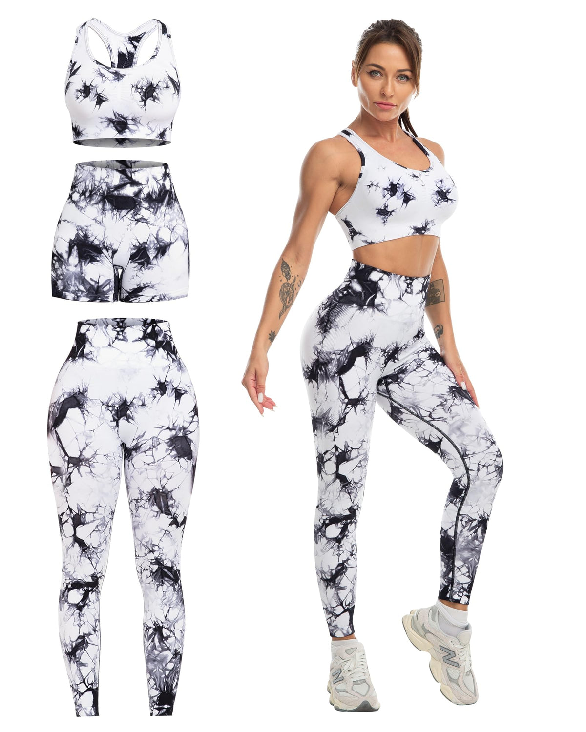 3 Piece Workout Sets for Women Butt Lifting Leggings with - SALSPOR Official Imagery - 7