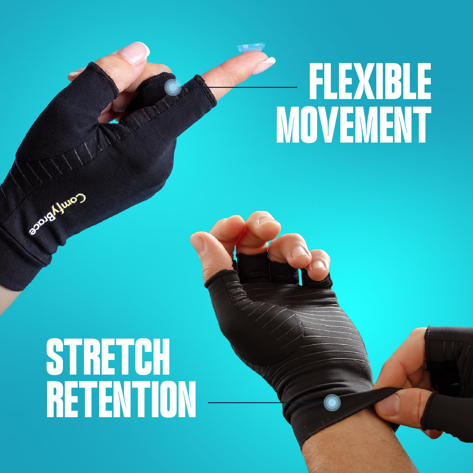 ComfyBrace Copper Arthritis Compression Gloves for Women & Men