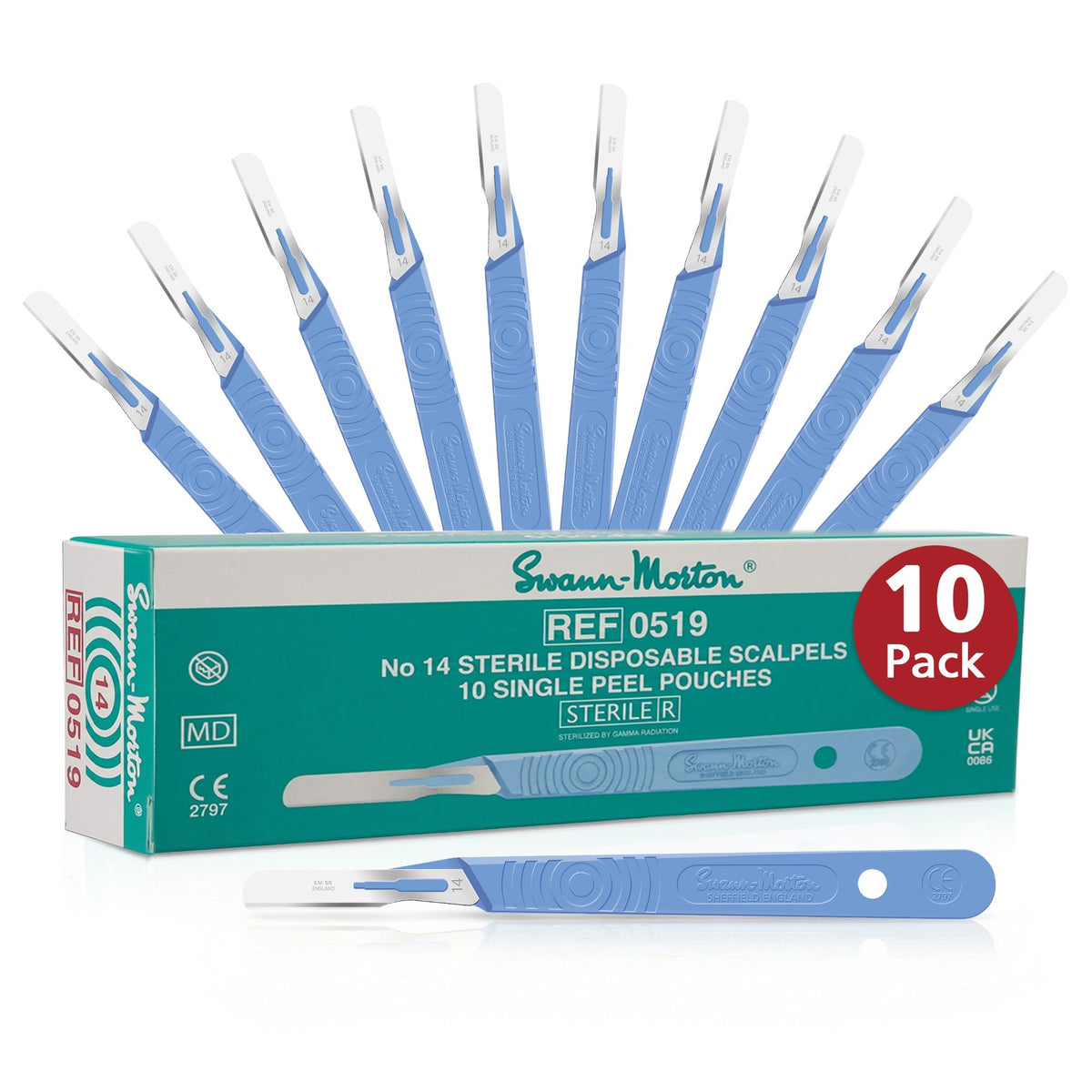 Swann Morton 14 Disposable Scalpel with Blade Sterile Box of - SWANN-MORTON Official Imagery - 1