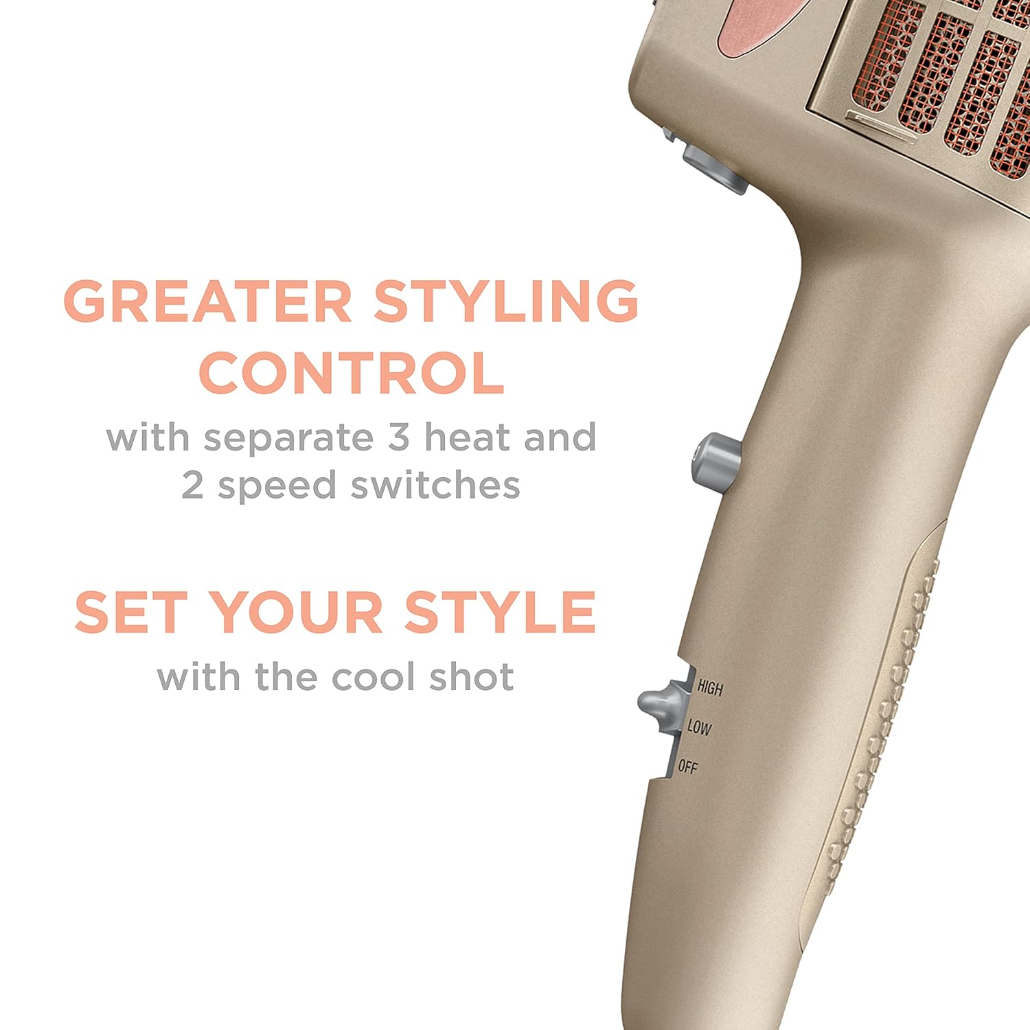 Conair INFINITIPRO 4-in-1 hair dryer with 1875W, featuring a sleek design and multiple styling attachments for frizz-free hair.