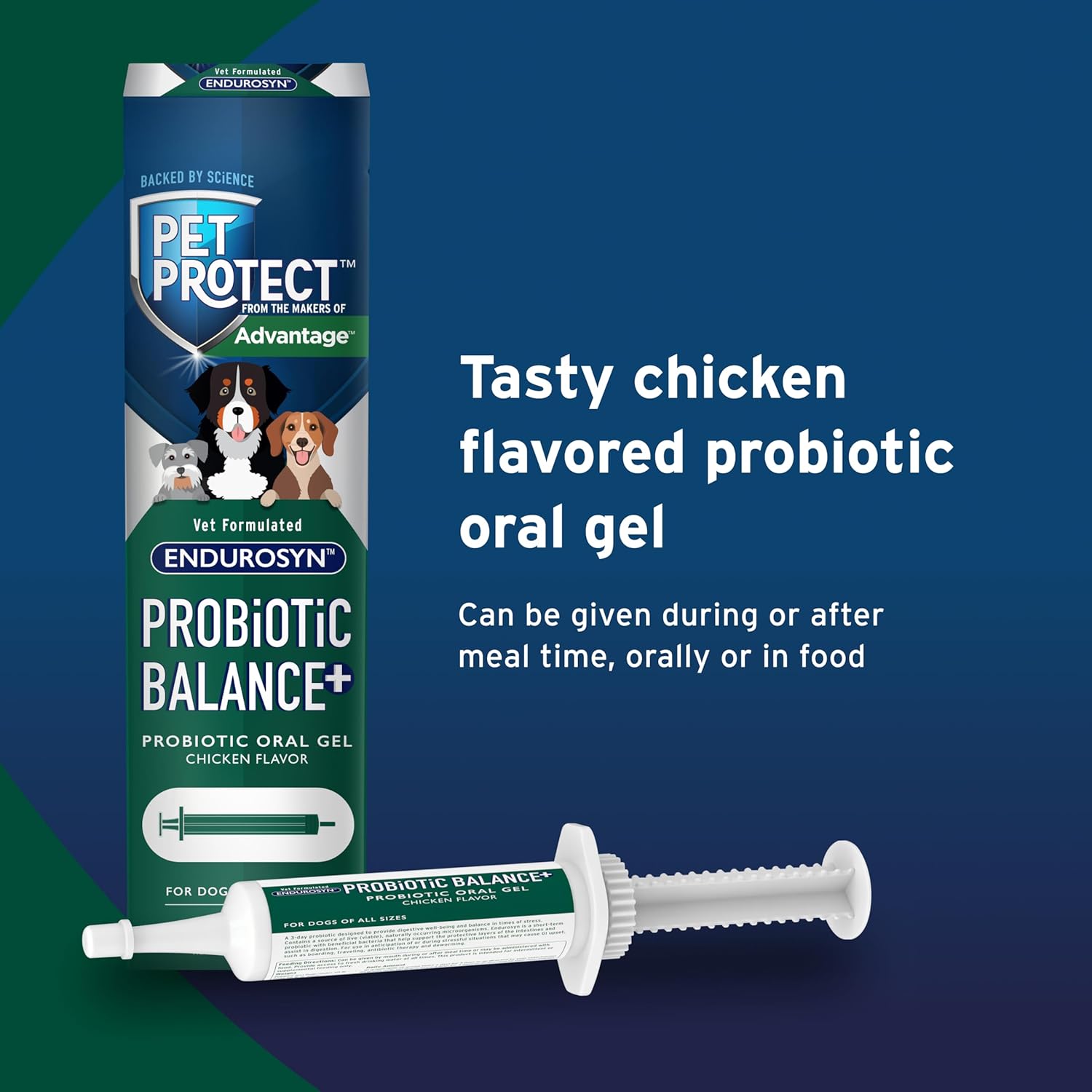 Pet Protect Pet Protect Dog Probiotic Balance+ Oral Gel with vet-formulated Endurosyn and prebiotics for digestive health.