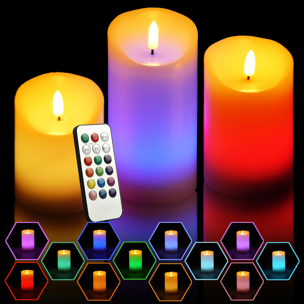 NICEME Rechargeable Color Changing Candles with Remote Timer - NICEME Official Imagery - 8