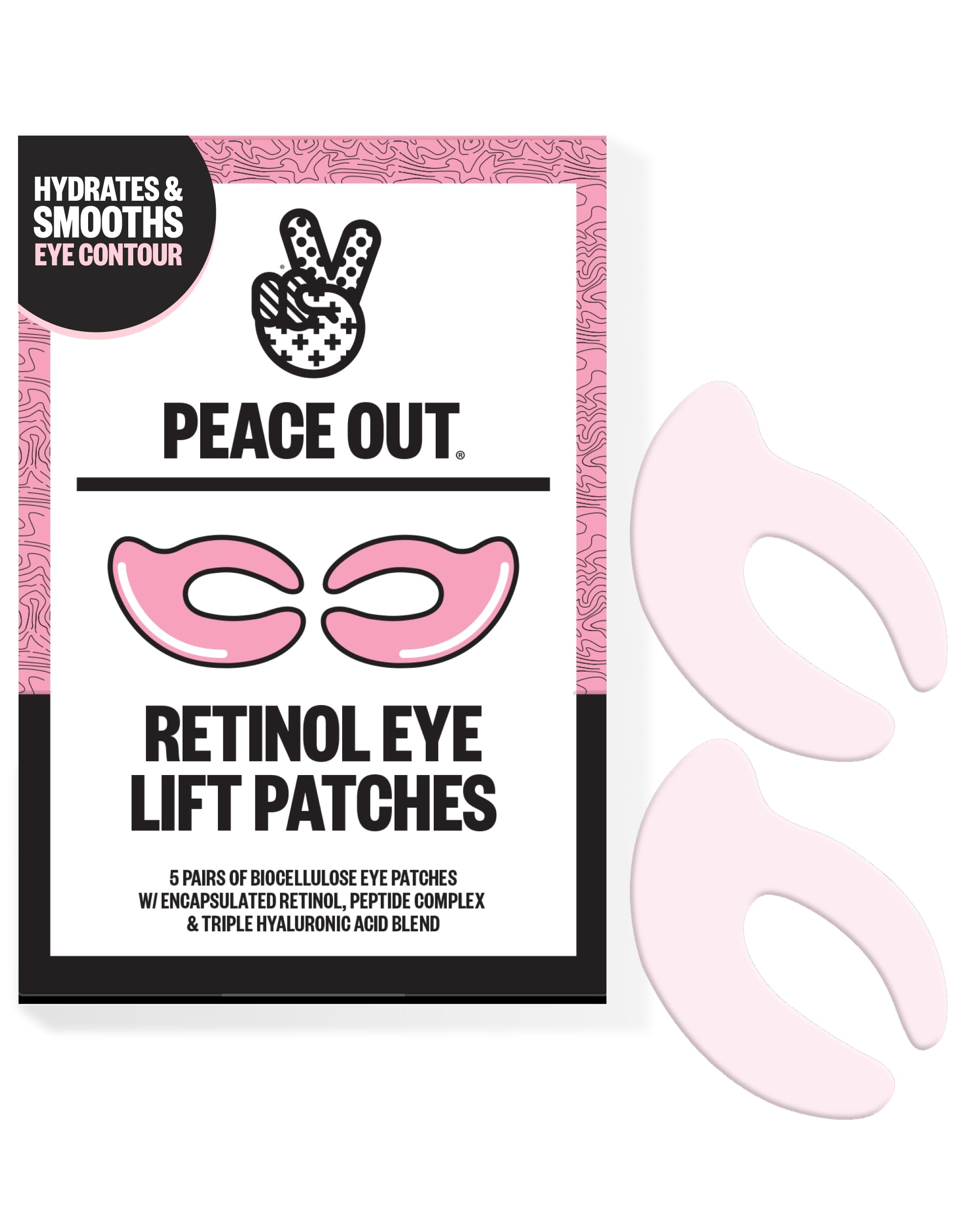 PEACE OUT Retinol Eye Lift Patches with Peptides (5 Pairs) - Product Imagery
