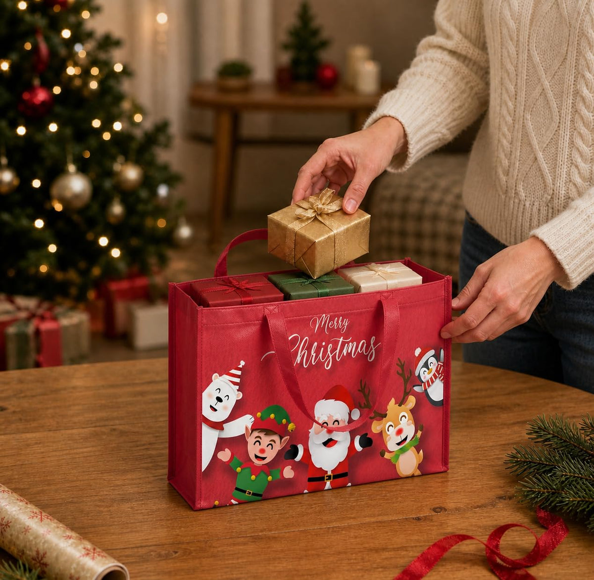 IPQXE 34 Pack Christmas Gift Bags Assorted Sizes Reusable - IPQXE Official Imagery - 5