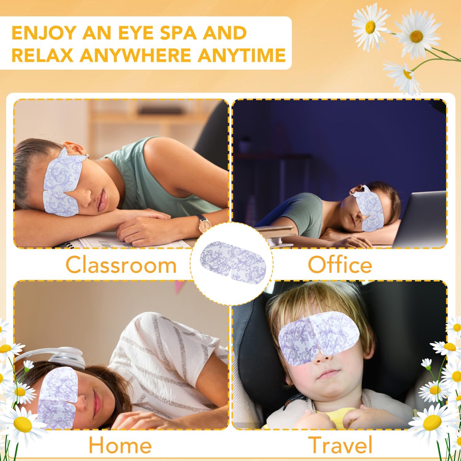 XPCARE 60 Pack Steam Eye Mask Disposable for Dry Eyes Cornea Care-Chamomile