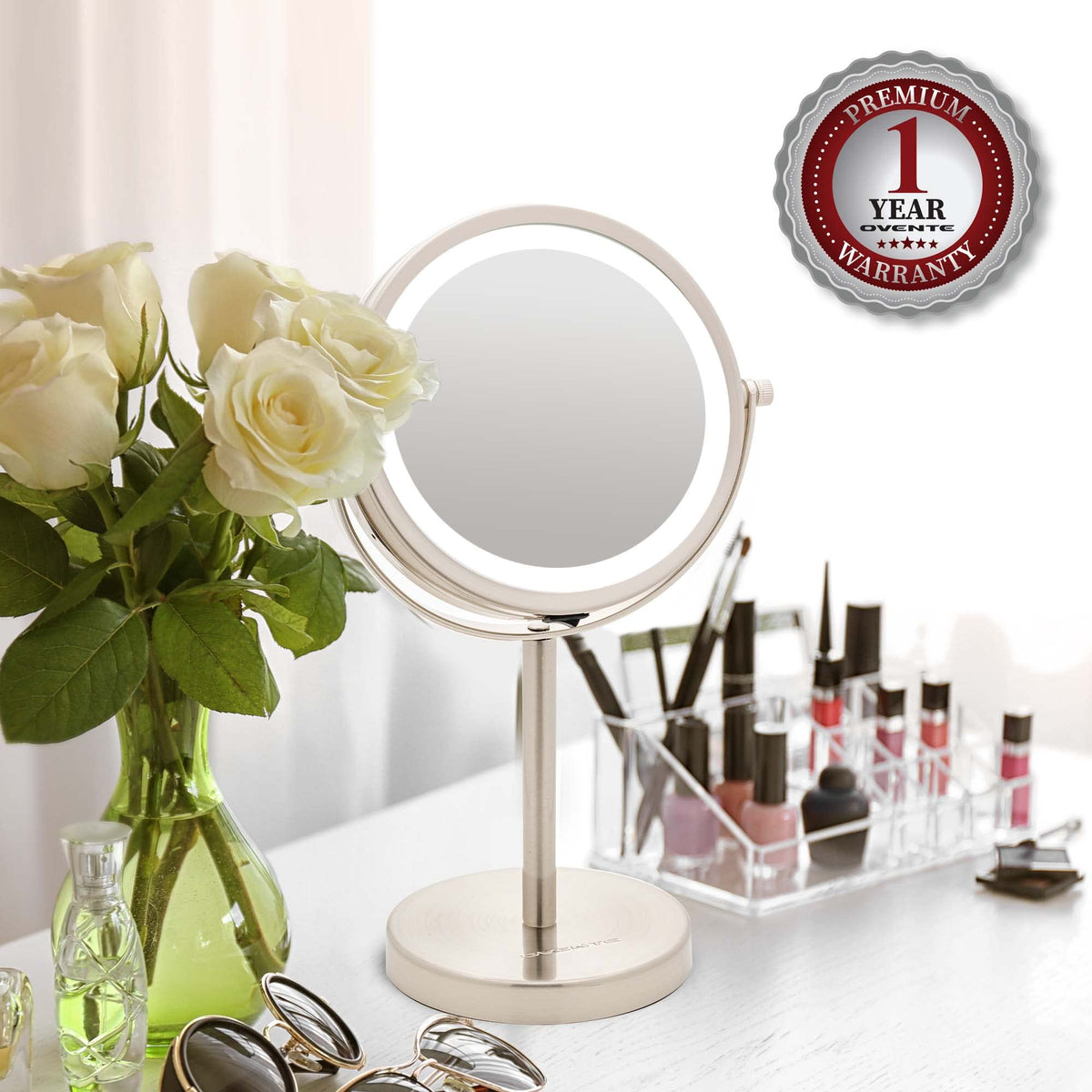 OVENTE Lighted Vanity Mirror 6 Inch Table Top 1X 7X - OVENTE Official Imagery - 3