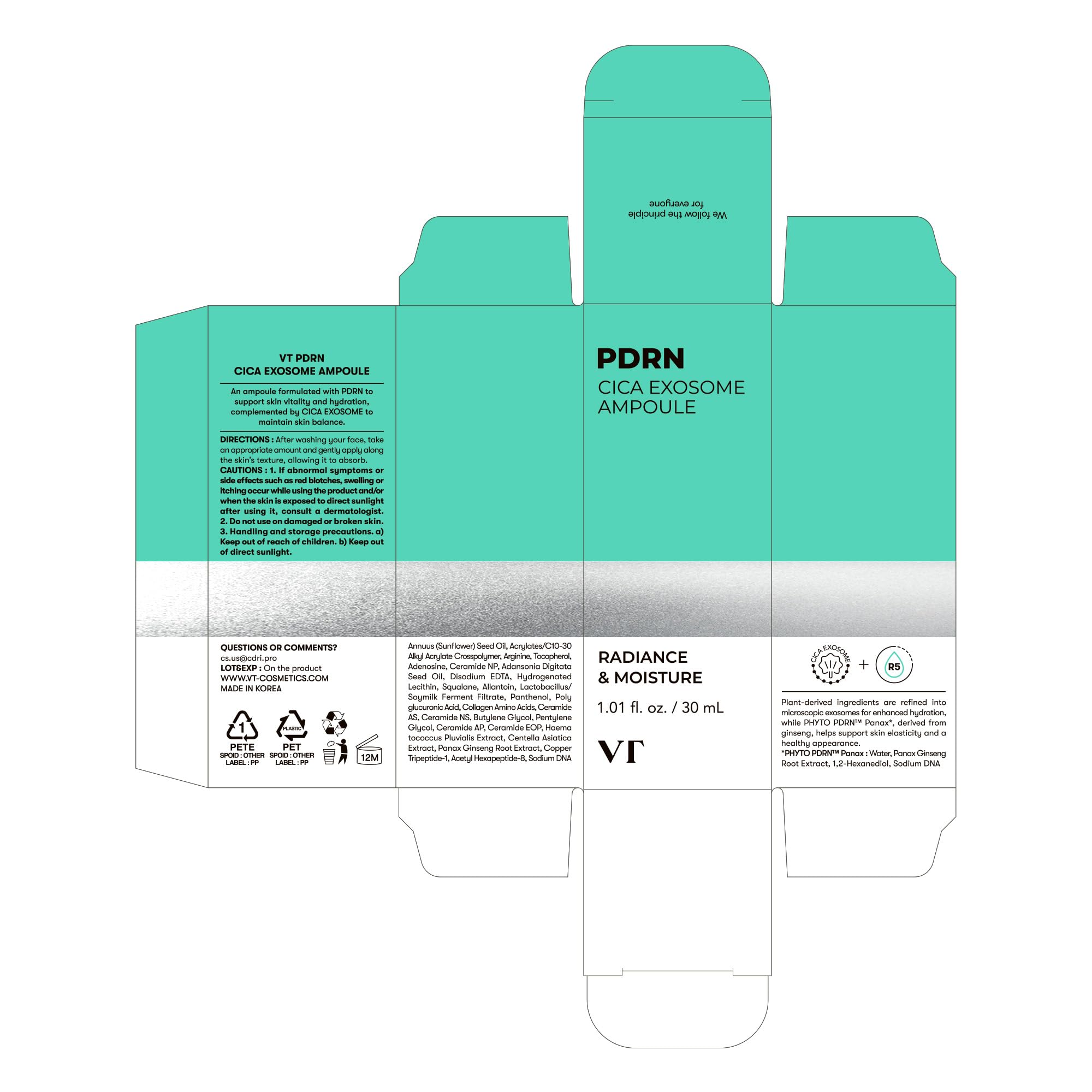 VT COSMETICS PDRN Cica Exosome Ampoule, 1.01 fl. oz. - VT COSMETICS