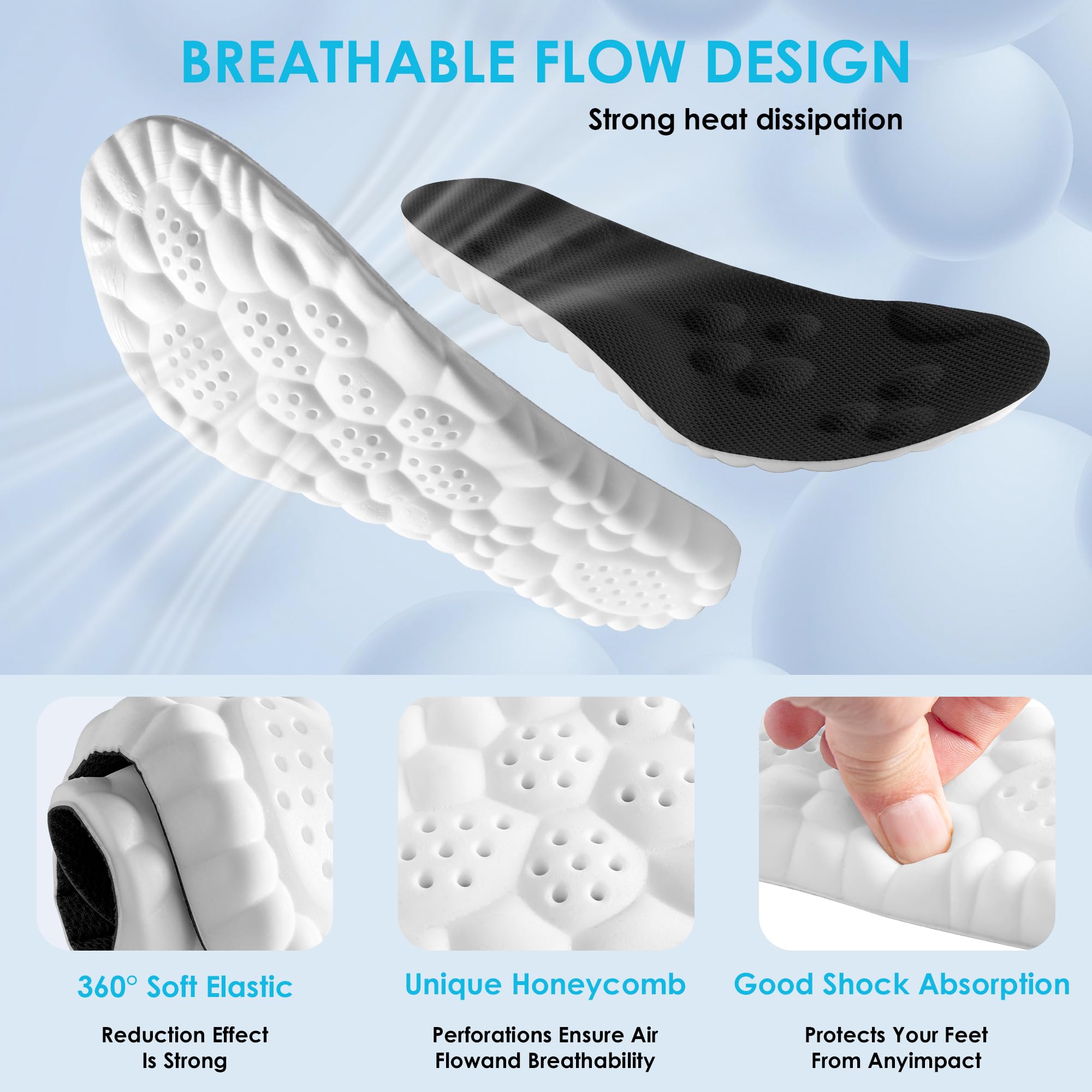 CCOBCHY 4D Memory Foam Shoe Insert for men and women providing all-day comfort and support.