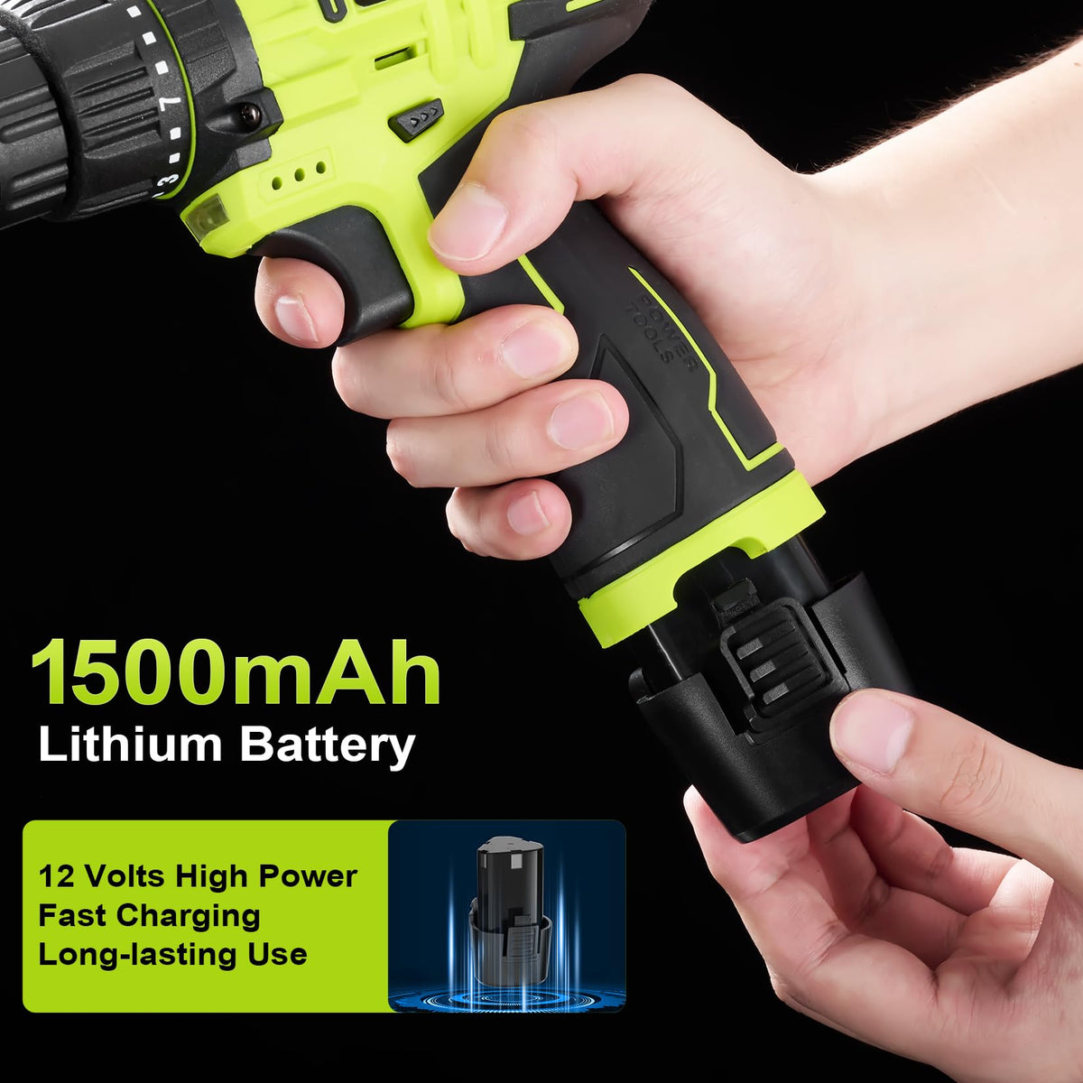 12V Cordless Drill Tool Set 25 1 Torque Setting Tool Kit Box - POWKITS Official Imagery - 6