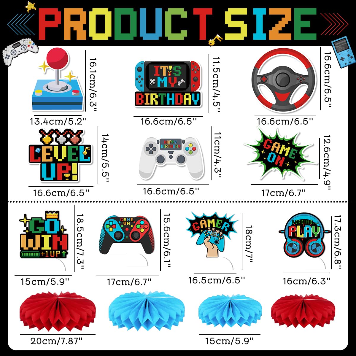 Gamer Birthday Party Decorations 206PCS Video Game Birthday - suonengongyi Official Imagery - 8