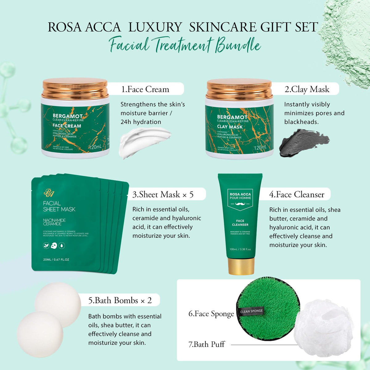 30 pcs Father s Day Gifts Bergamot Facial Skin Care Set - RA ROSA ACCA Official Imagery - 4