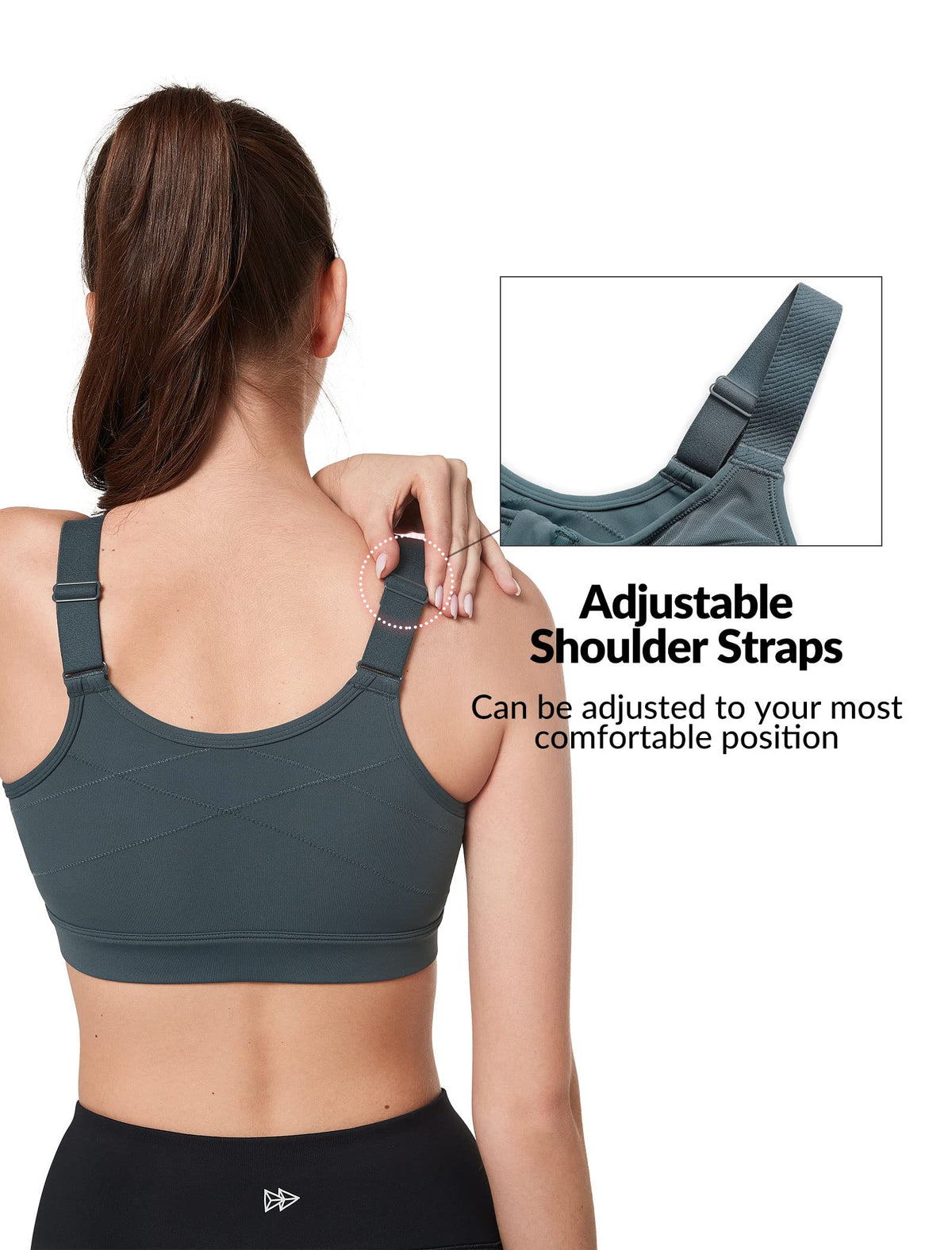 Yvette Adjustable Sports Bras High Impact Zip Front - Yvette Official Imagery - 3