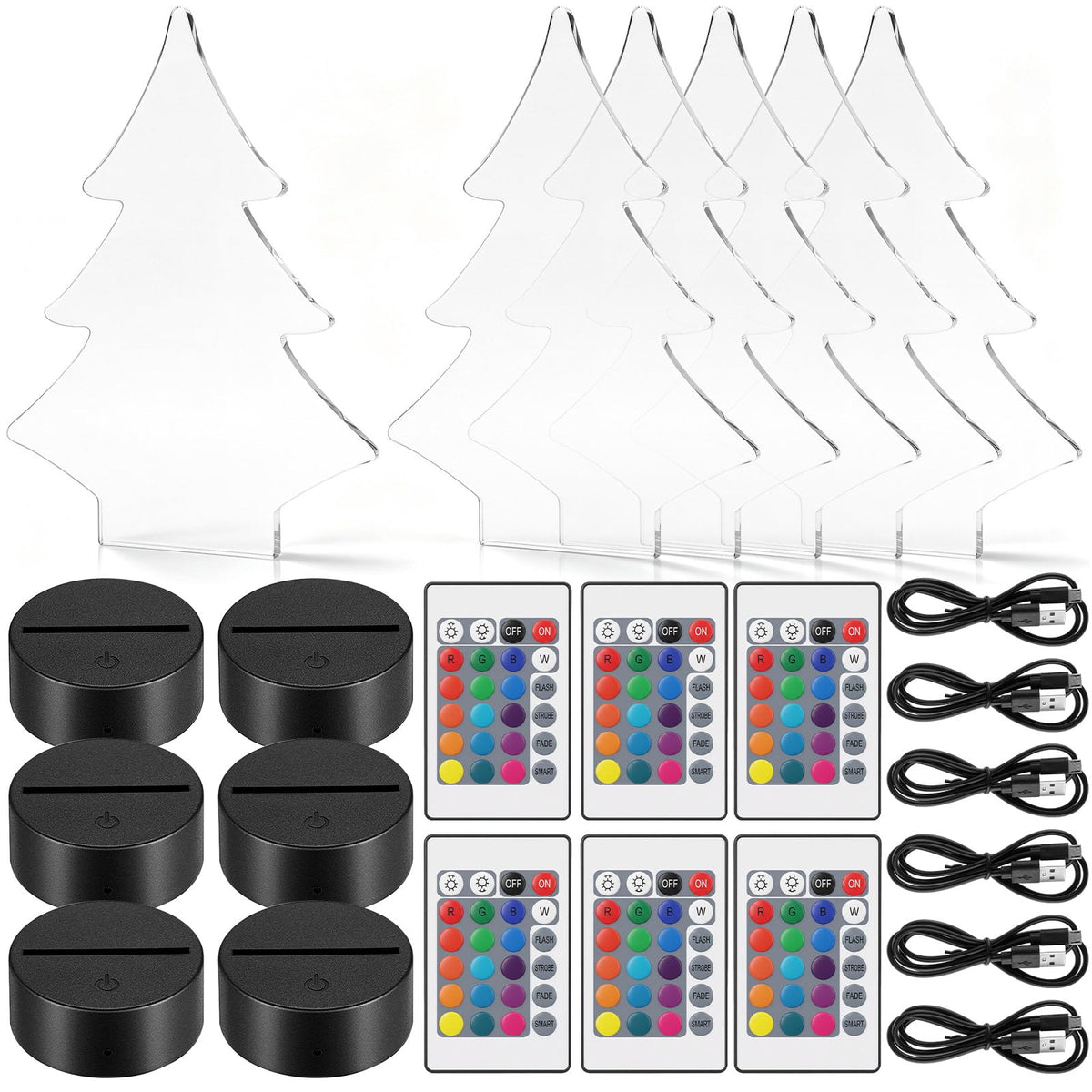 Honoson 6 Sets Acrylic LED Light Kit Lamp Base Remote Square - Honoson Official Imagery - 8