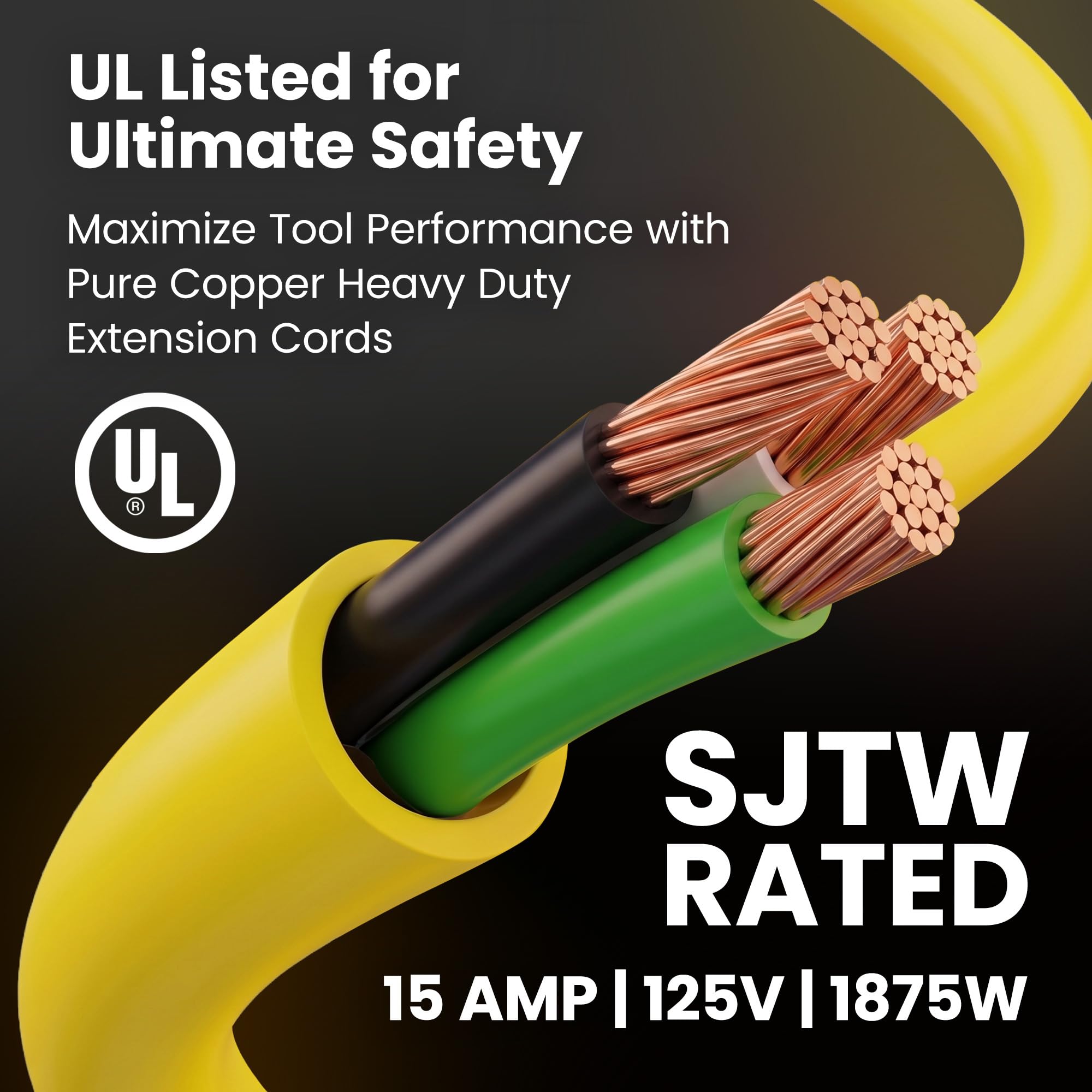 GEARit 100 ft Heavy Duty Outdoor Extension Cord, 10 Gauge 10/3 SJ - GEARit Official Product View 2