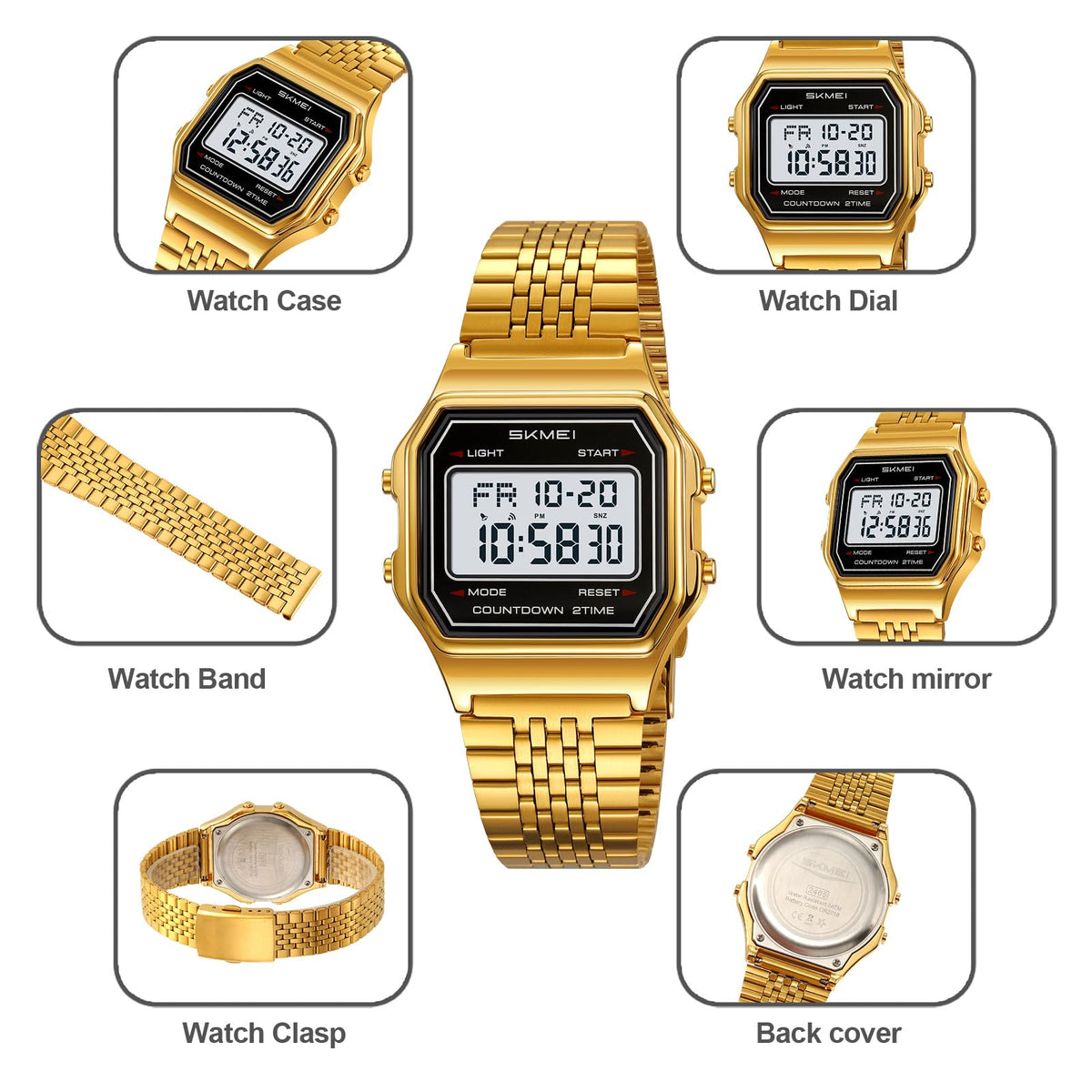 Gosasa Unisex Square Face Digital Watch Retro Y2K Stainless - Gosasa Official Imagery - 7