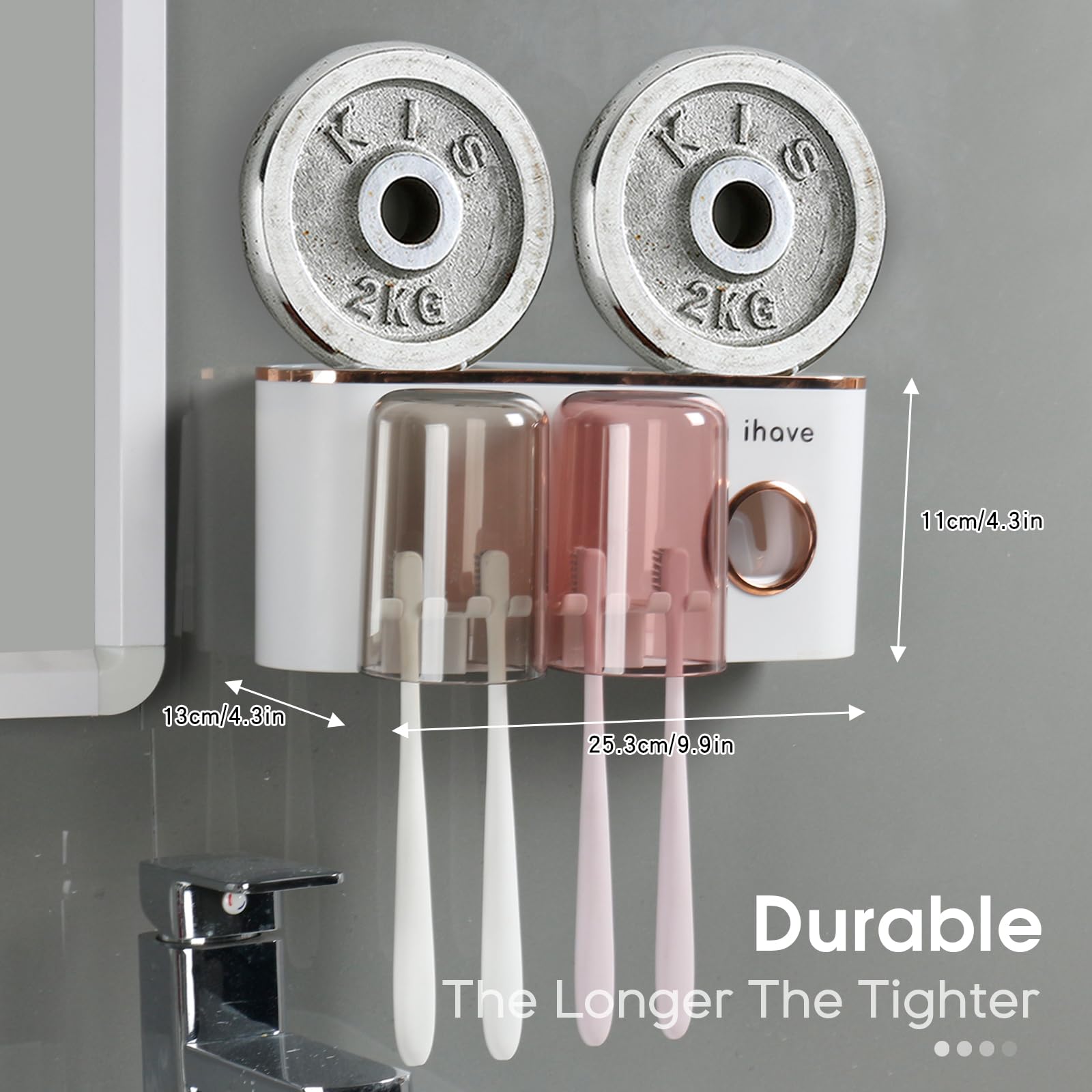 iHave Toothbrush Holders for Bathrooms Wall Mounted with Dispense - iHave Official Product View 2