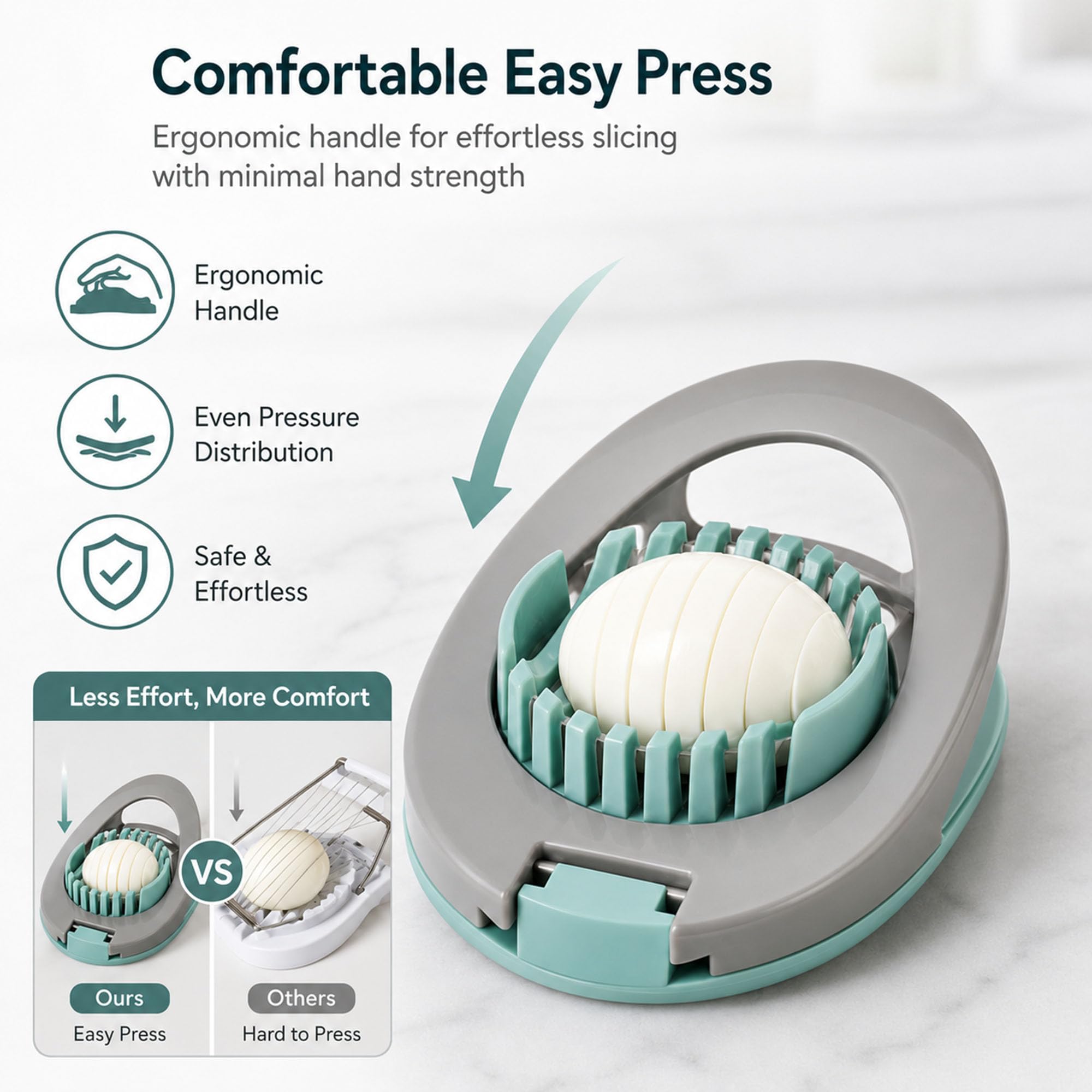Ortarco Egg Slicer for Hard Boiled Eggs with Stainless Steel Wire by Ortarco - Angle View 3