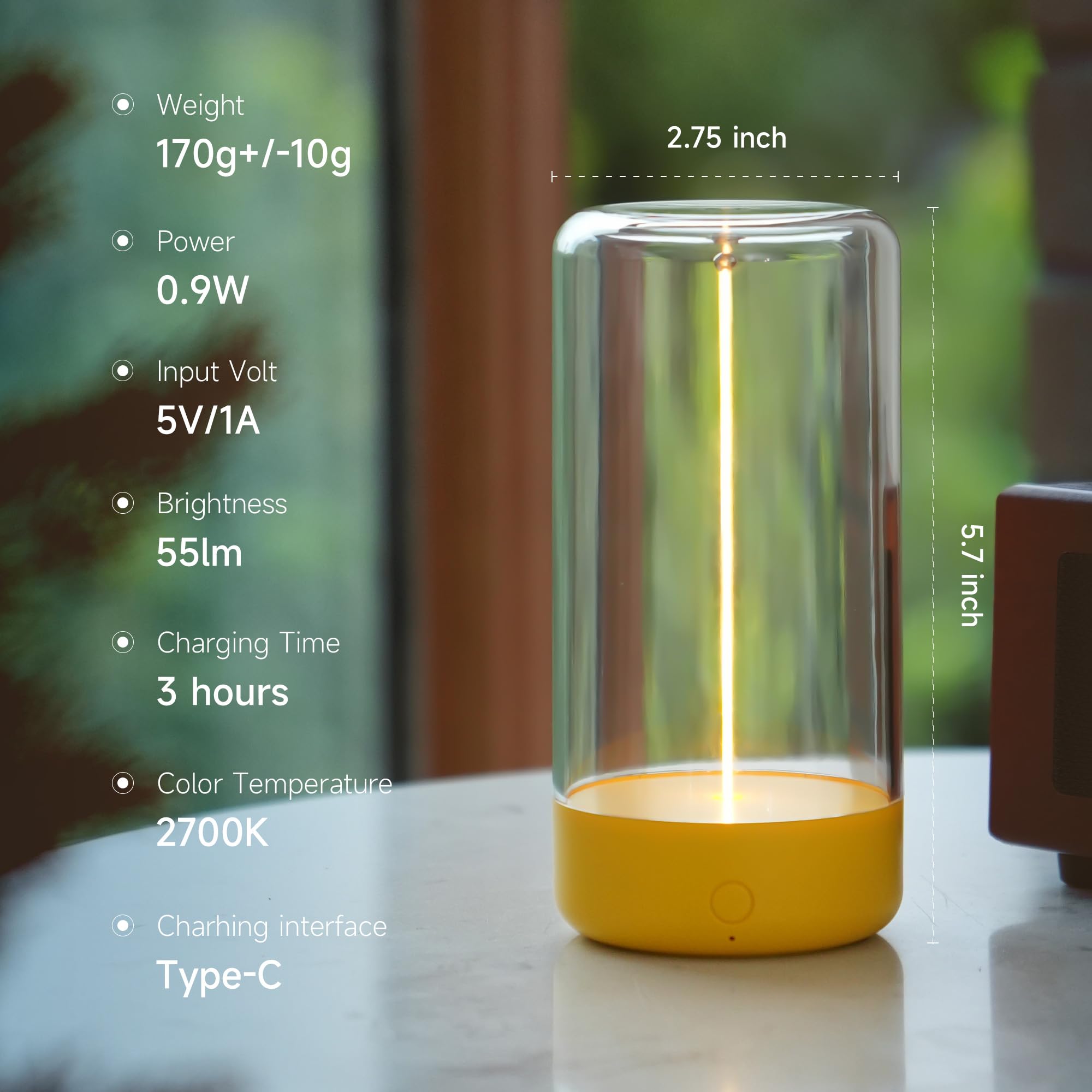 AUGE LIGHT Mini Minimalist Table Lamp, Cordless Lamp, Rechargeable Lam - View 5