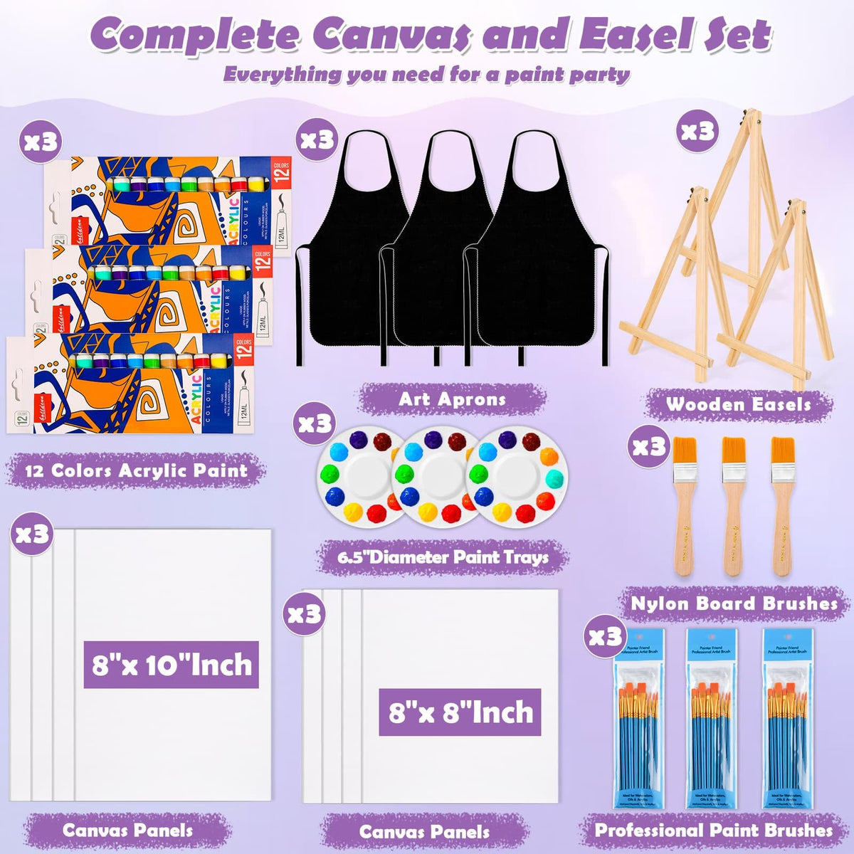 84 Pcs Sip and Paint Kit for Adults Couples Painting Kit - Evatage Official Imagery - 8