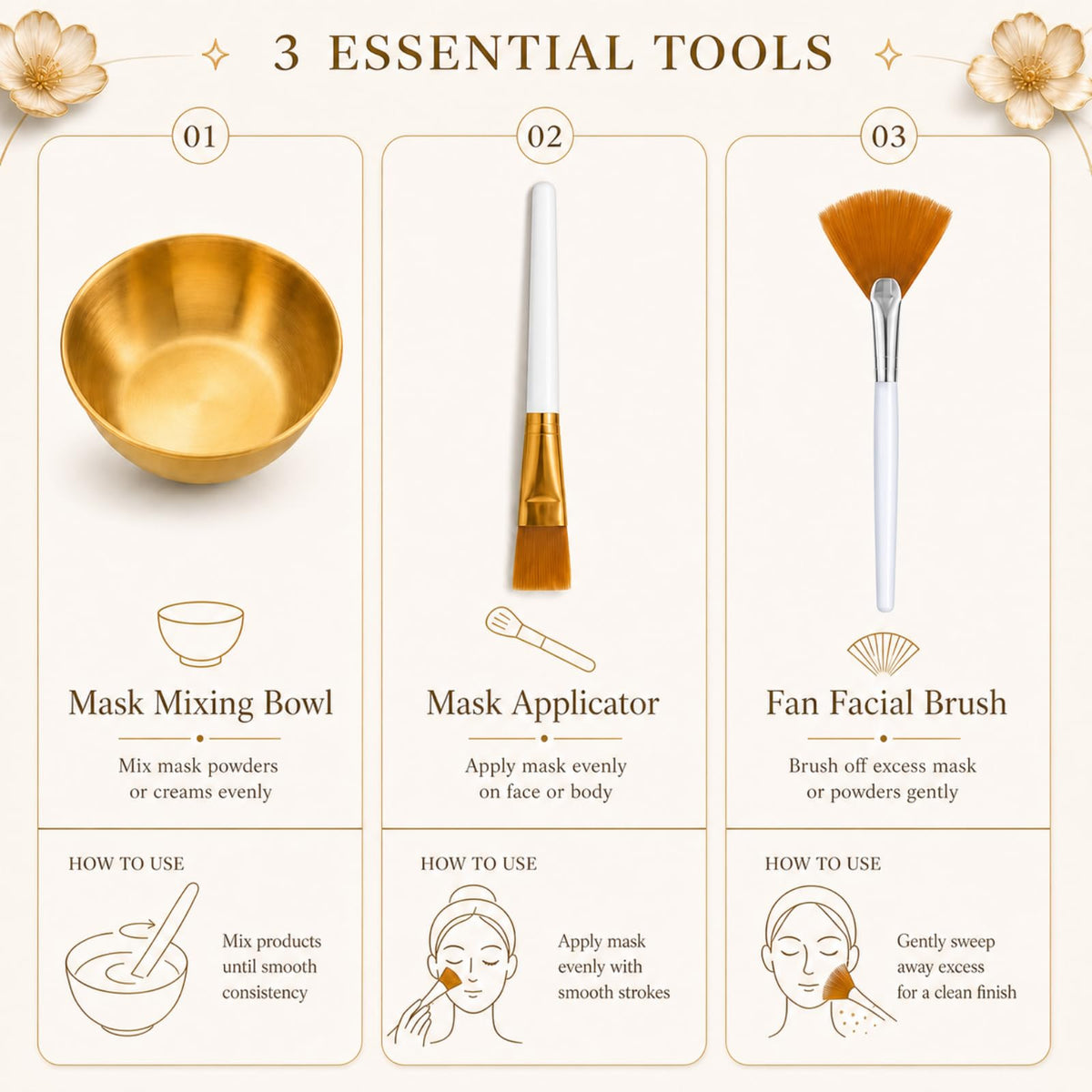 Teenyyou 36pcs Gold Facial Bowls and Facial Brushes for - Teenyyou Official Imagery - 5