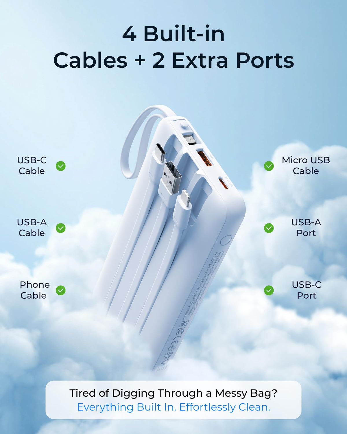 VRURC Portable Charger 4 Built in Cable 20000mAh Power Bank - VRURC Official Imagery - 5