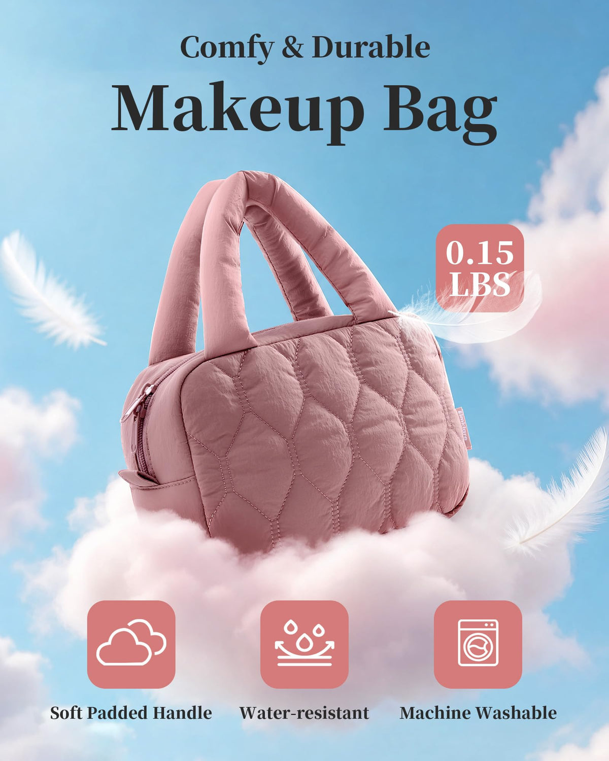 Travel Makeup Bag for Women Puffy Makeup Pouch Cosmetic Bag - Elmklare Official Imagery - 6