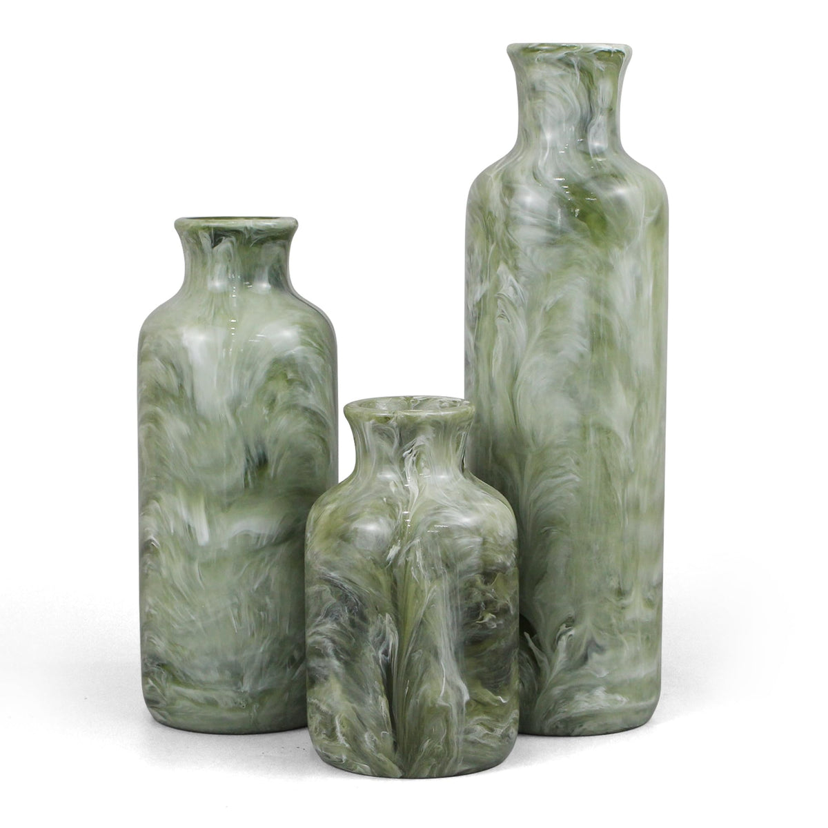Resin 3 Piece Decorative Vase Set Sage Green Farmhouse Home - YMXYJM Official Imagery - 1
