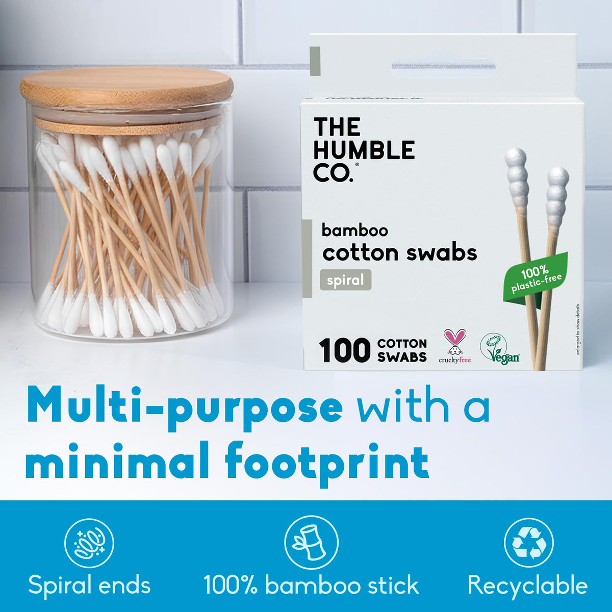 The Humble Co Bamboo Cotton Swabs Ear Cleaning Spiral Design - The Humble Co. Official Product Imagery - 4