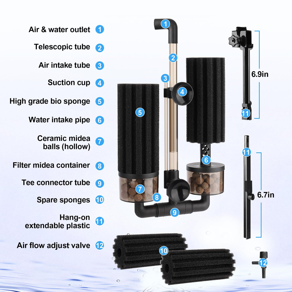 hygger Aquarium Double Sponge Filter Upgraded Sponge Filter - hygger Official Imagery - 7