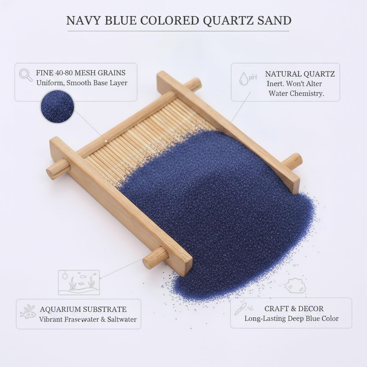 Natural Quartz Sand Navy Blue Aquarium Substrate Craft - Premium Selection Official Imagery - 5