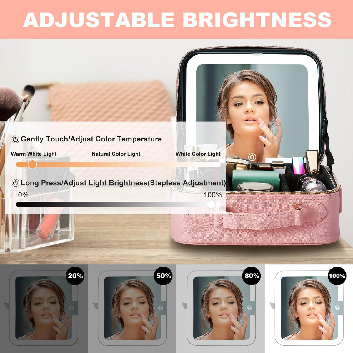 Travel Makeup Bag with LED Lighted Mirror Travel Makeup - Mocado Official Imagery - 5