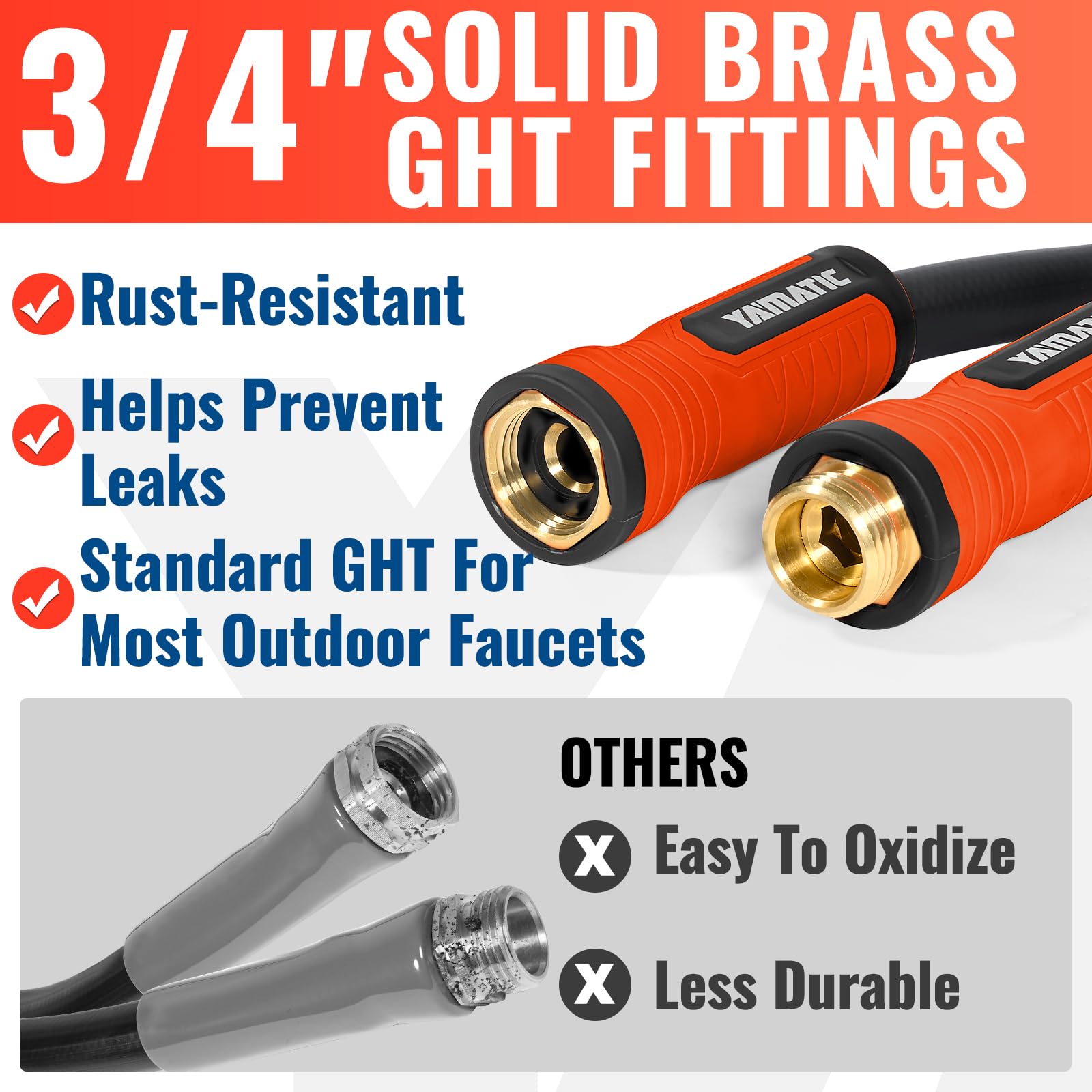 YAMATIC 100ft Flexible Garden Hose 5/8in I.D. with 360° Swivel Br - YAMATIC Official Product View 4