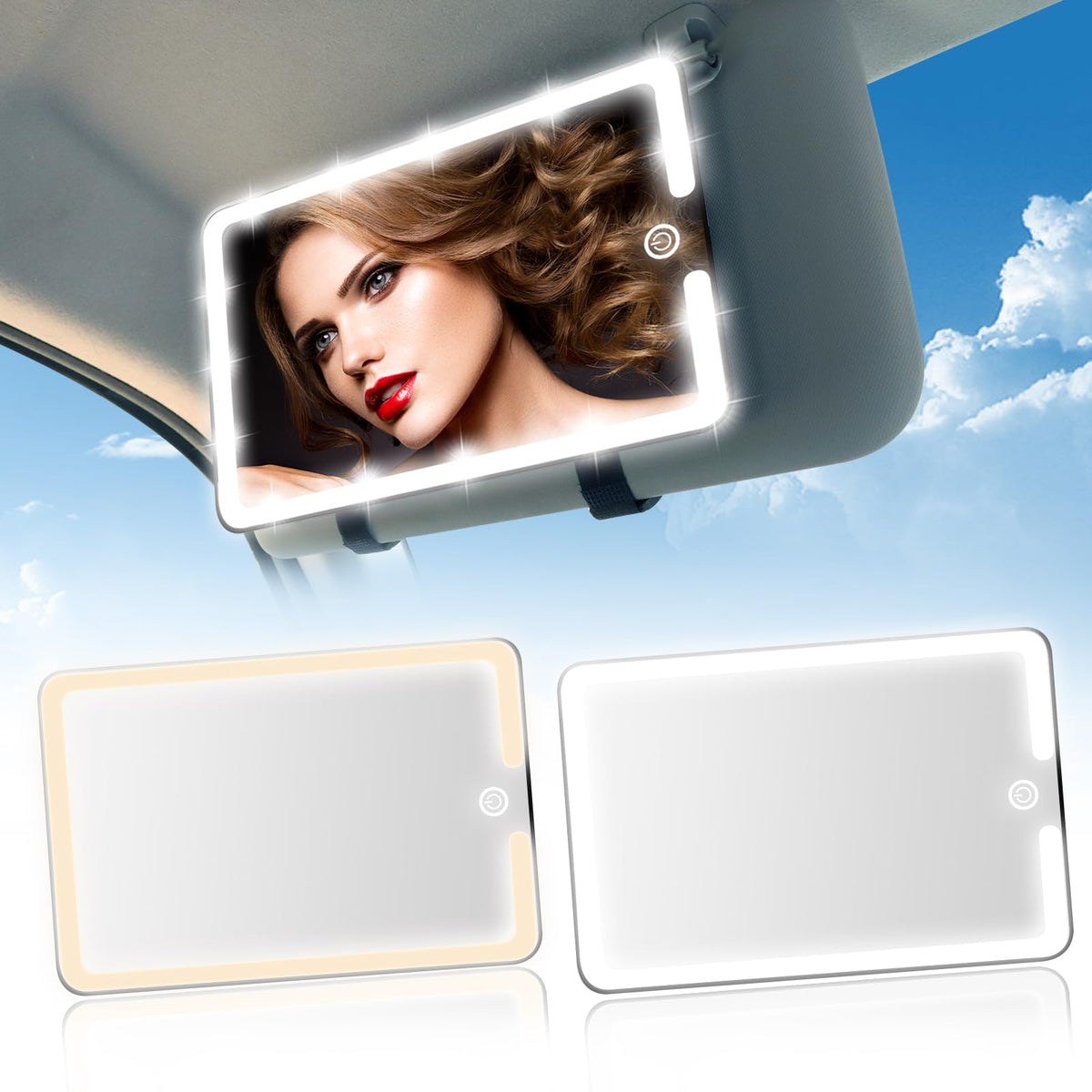 2PCS LED Mirror for Car Sun Visor Accessories Mid Size Car - saiggnyy Official Imagery - 2