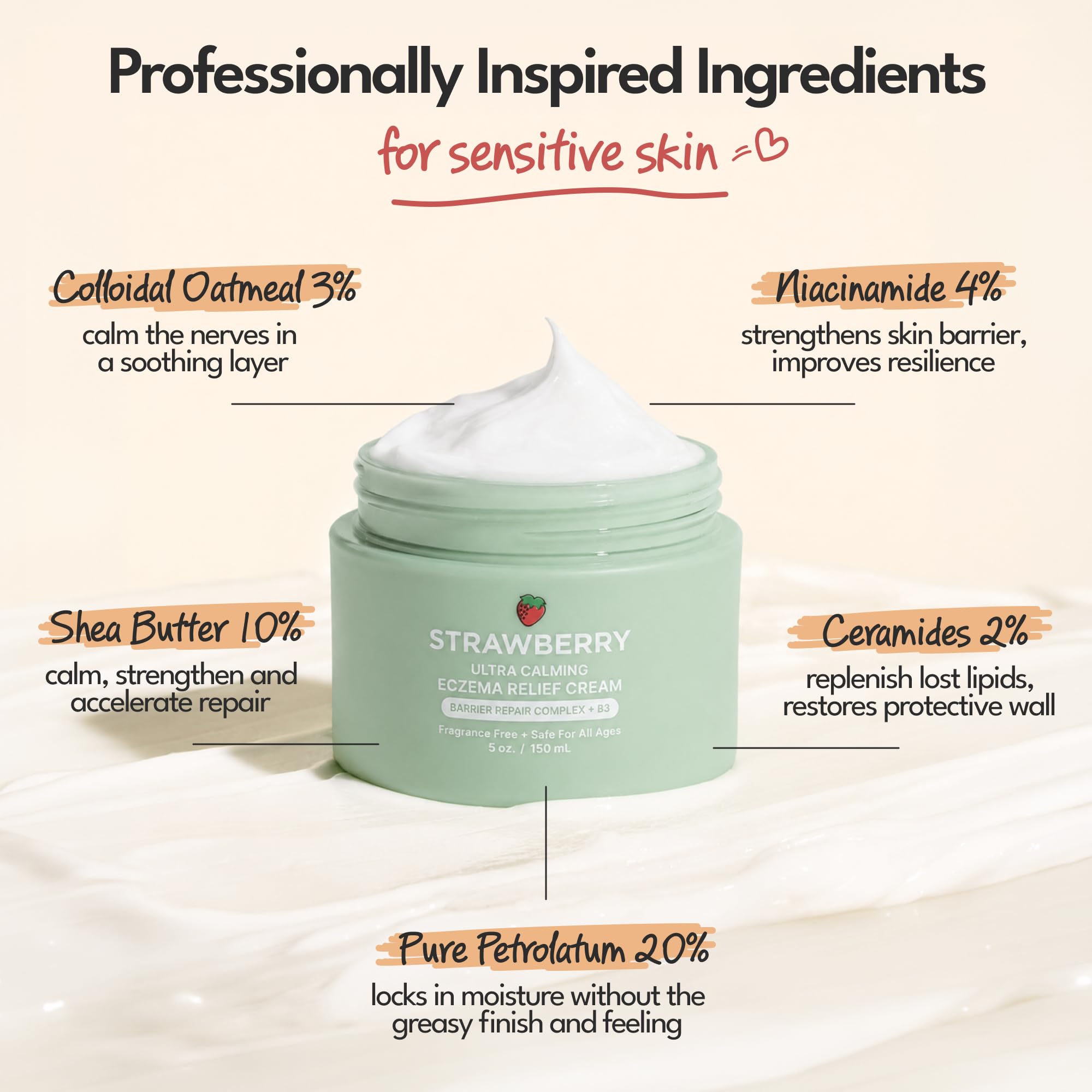 STRAWBERRY Barrier Repair Eczema Relief Cream Colloidal - STRAWBERRY Official Imagery - 6