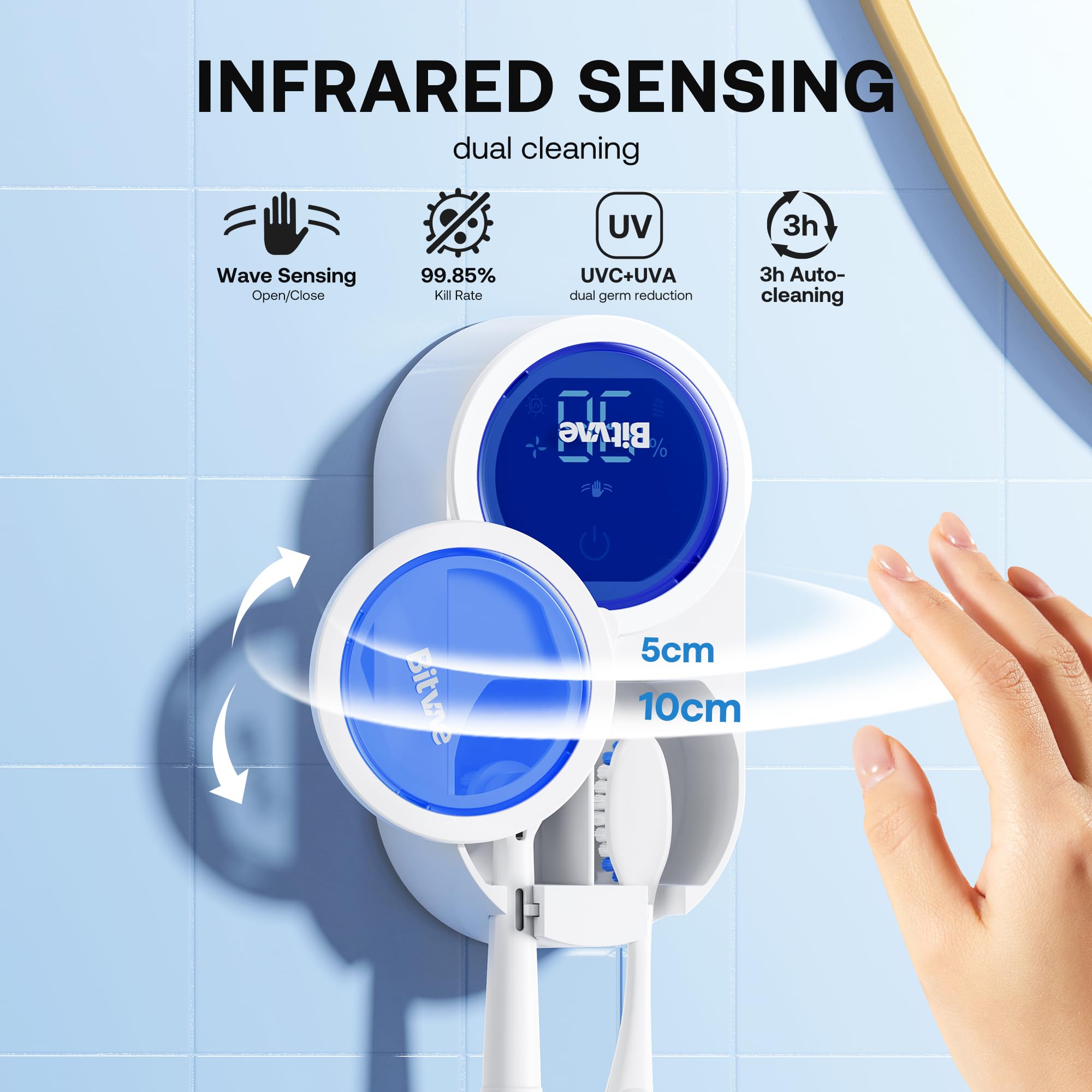 Bitvae Upgraded Tooth Brush Holder for Bathroom 2.0 Infrared Sensing - Bitvae Official Product View 2