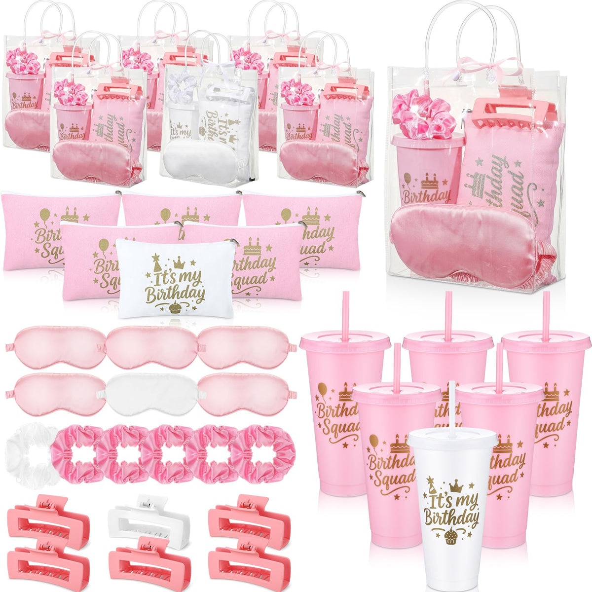 Birthday Squad Party Favors for Women Pink White 6 Sets - Ferrochef Official Imagery - 2