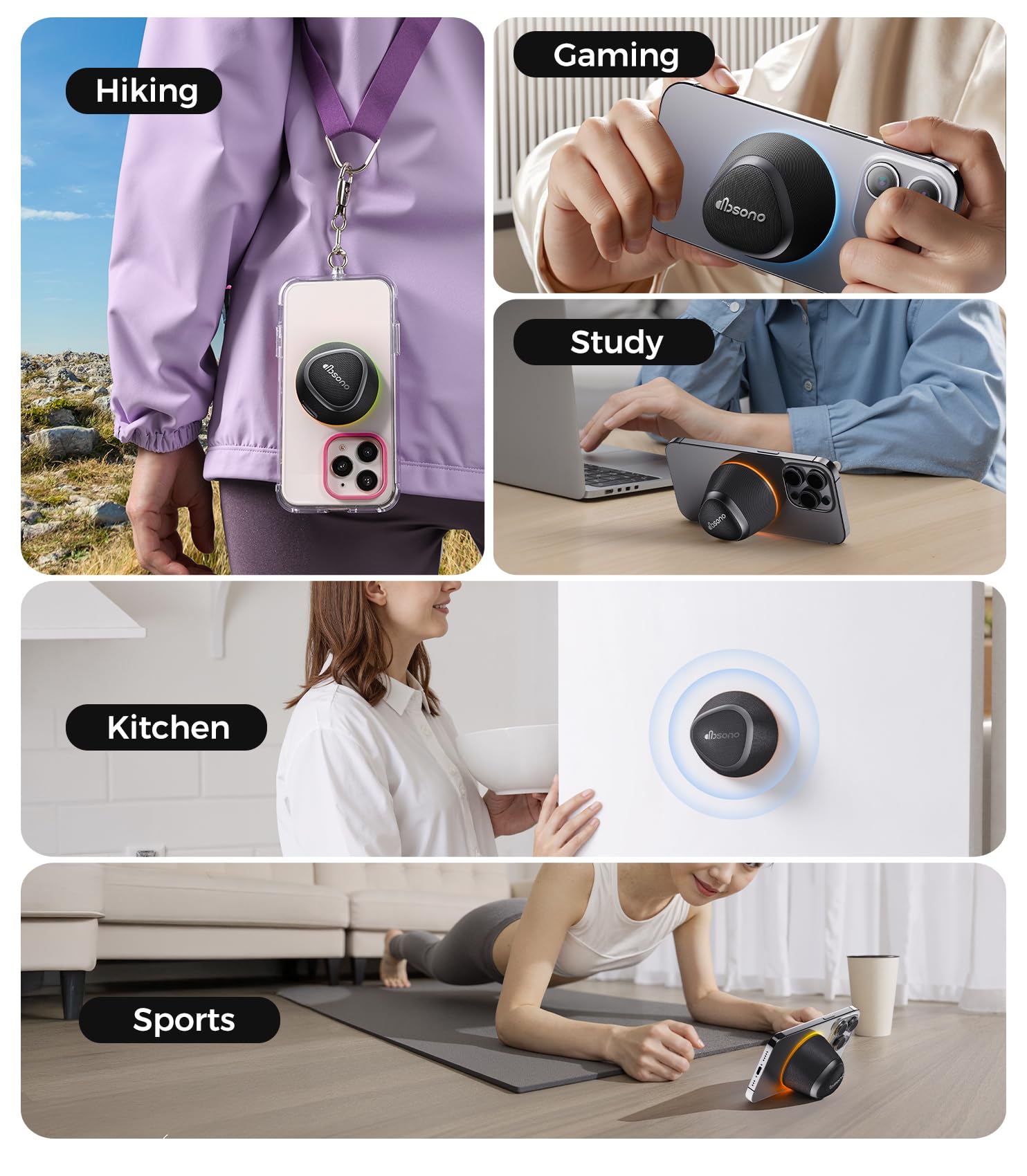 dbsono 2 in 1 Portable Magnetic Bluetooth Speaker, Phone Stand, B - dbsono Official Product View 7