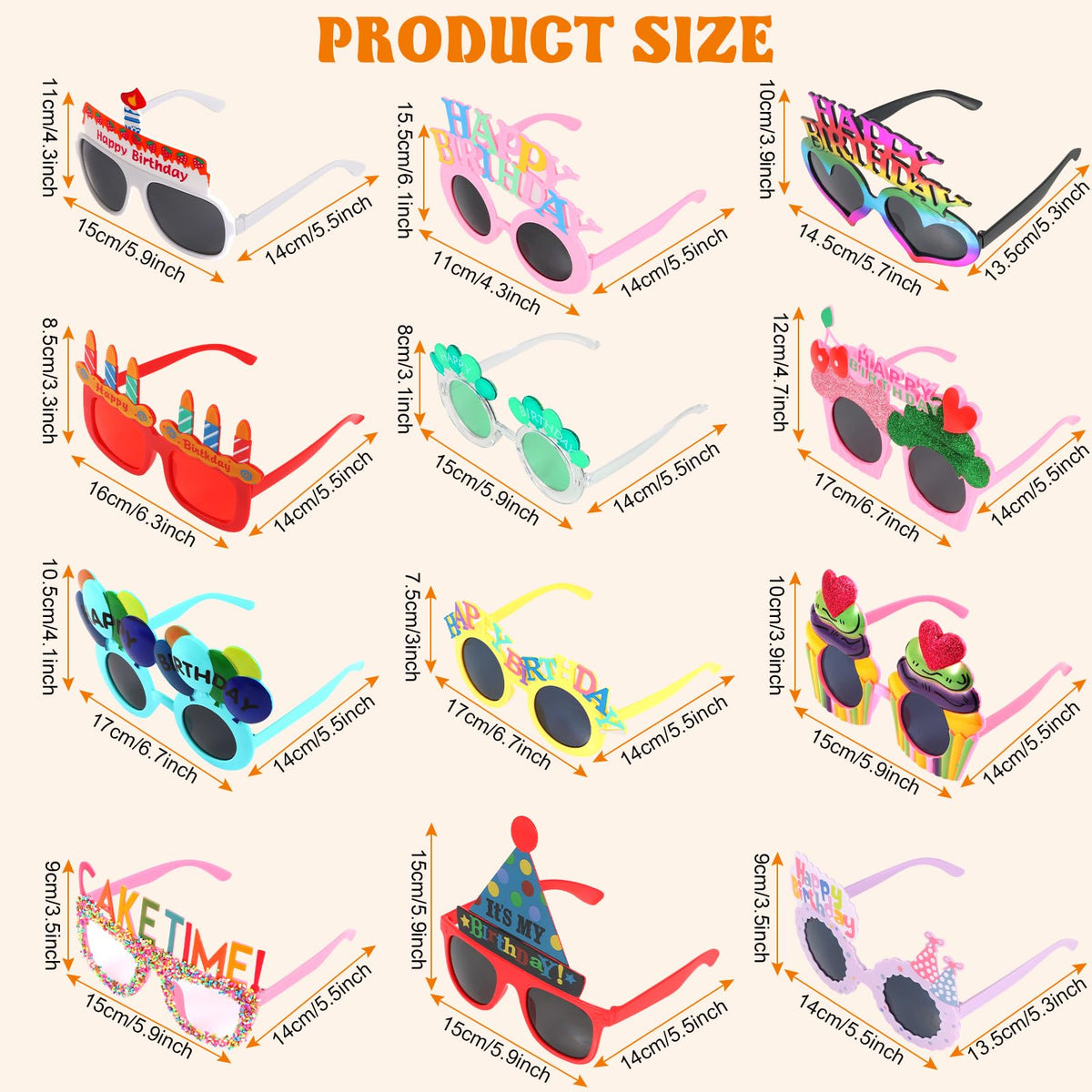 NICOWARM 12pcs Birthday Glasses Happy Birthday Sunglasses - NICOWARM Official Imagery - 3