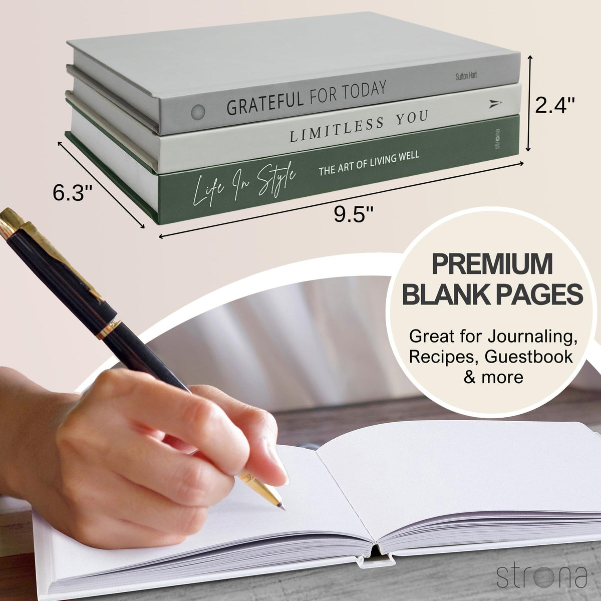 Olive Green Decorative Books for Home Decor - STRONA Official Imagery - 3