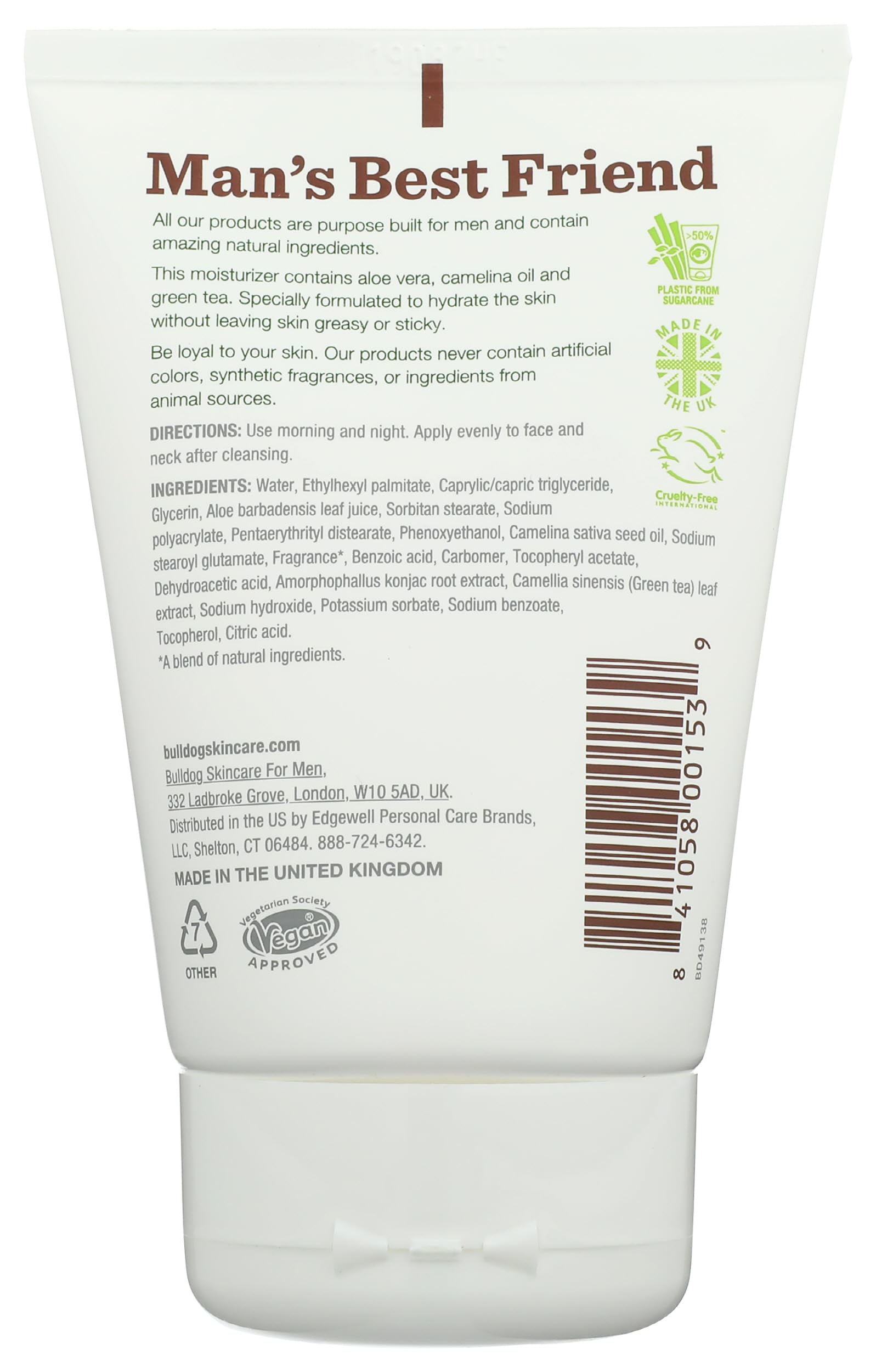 BULLDOG Mens Skincare and Grooming Face Moisturizer Original, - Bulldog Skincare for Men
