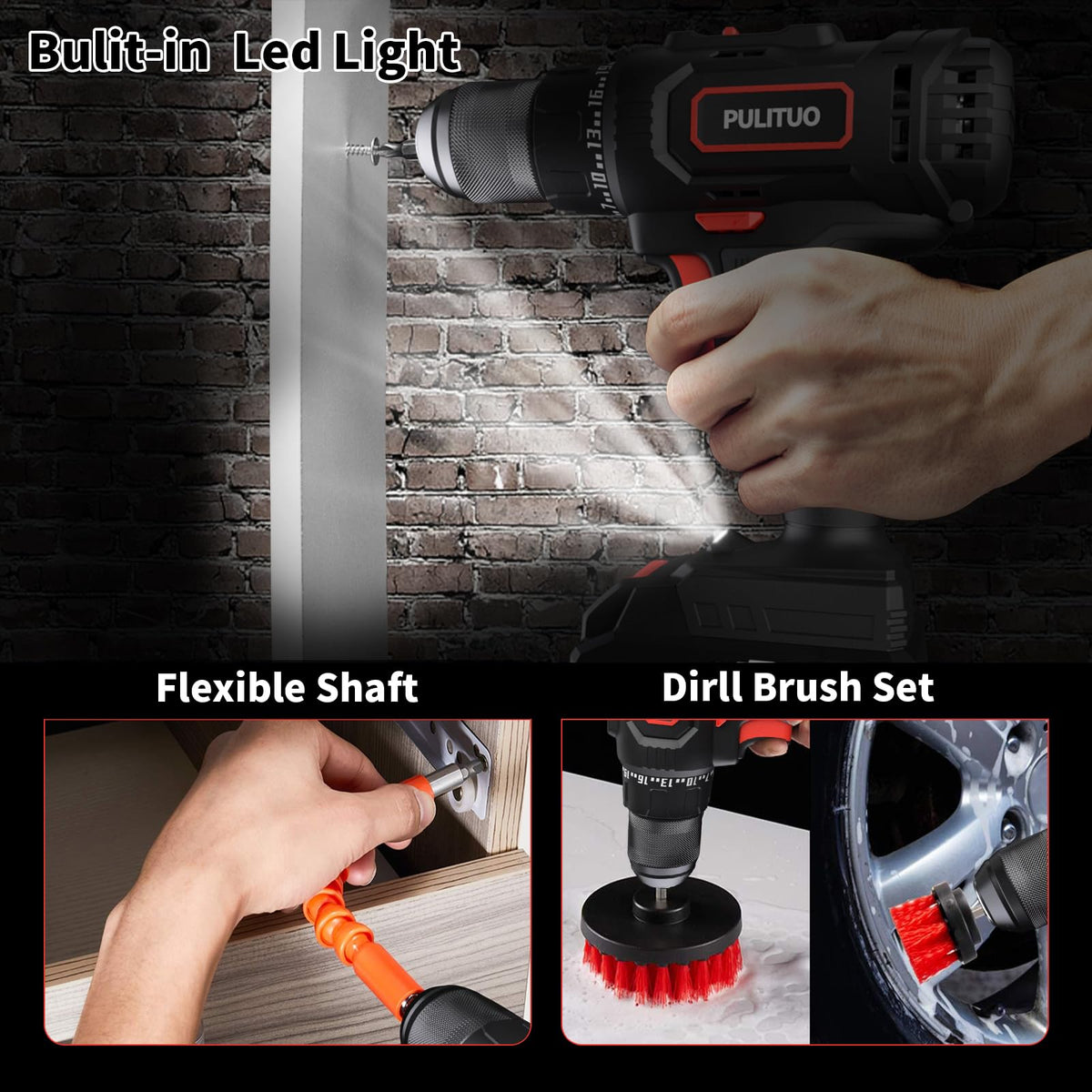 PULITUO Cordless Drill Set 20V 2 0Ah Electric Power Drill - PULITUO Official Imagery - 6