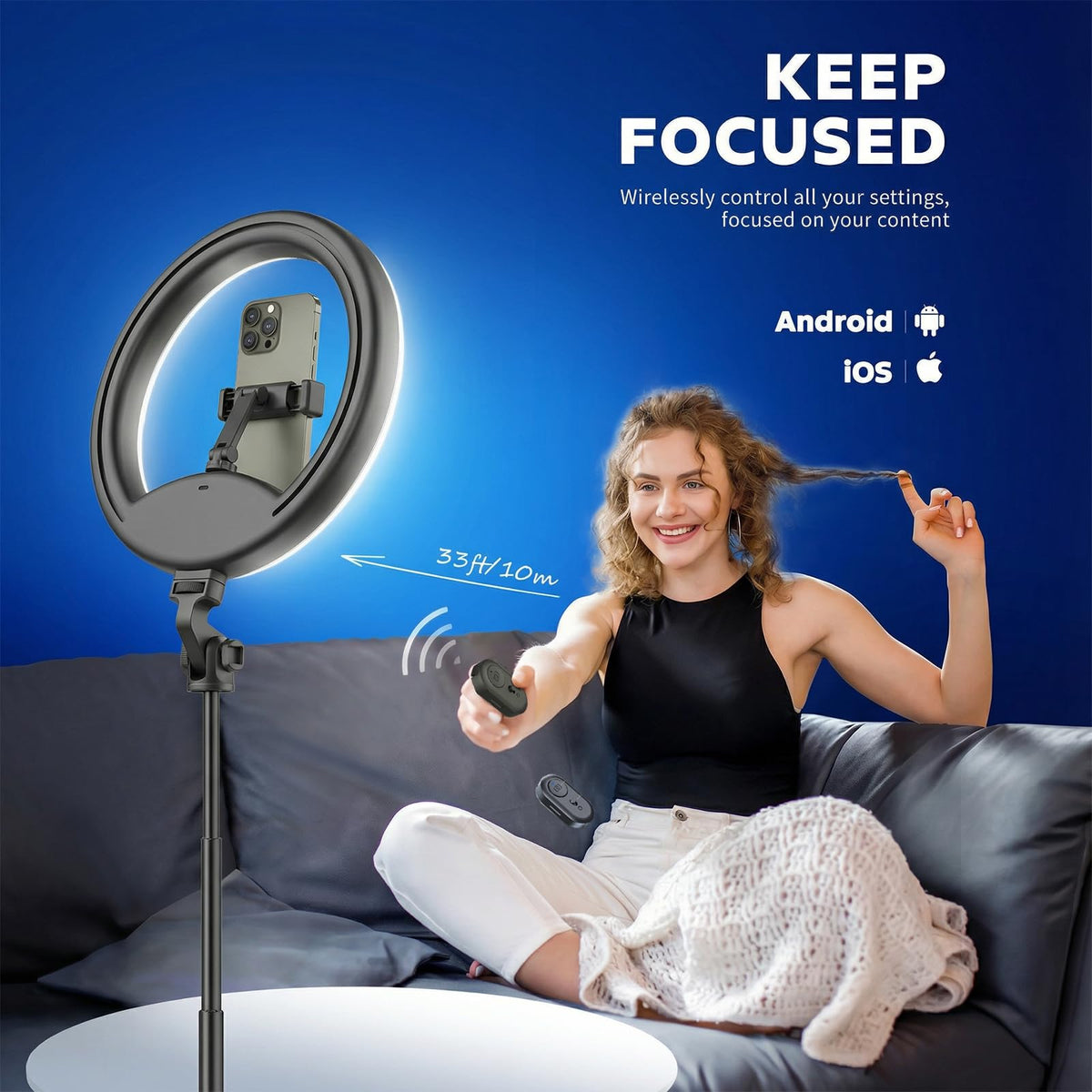 10 Selfie Ring Light with 64 Tripod Stand Rechargeable Ring - YUNJITONN Official Imagery - 3