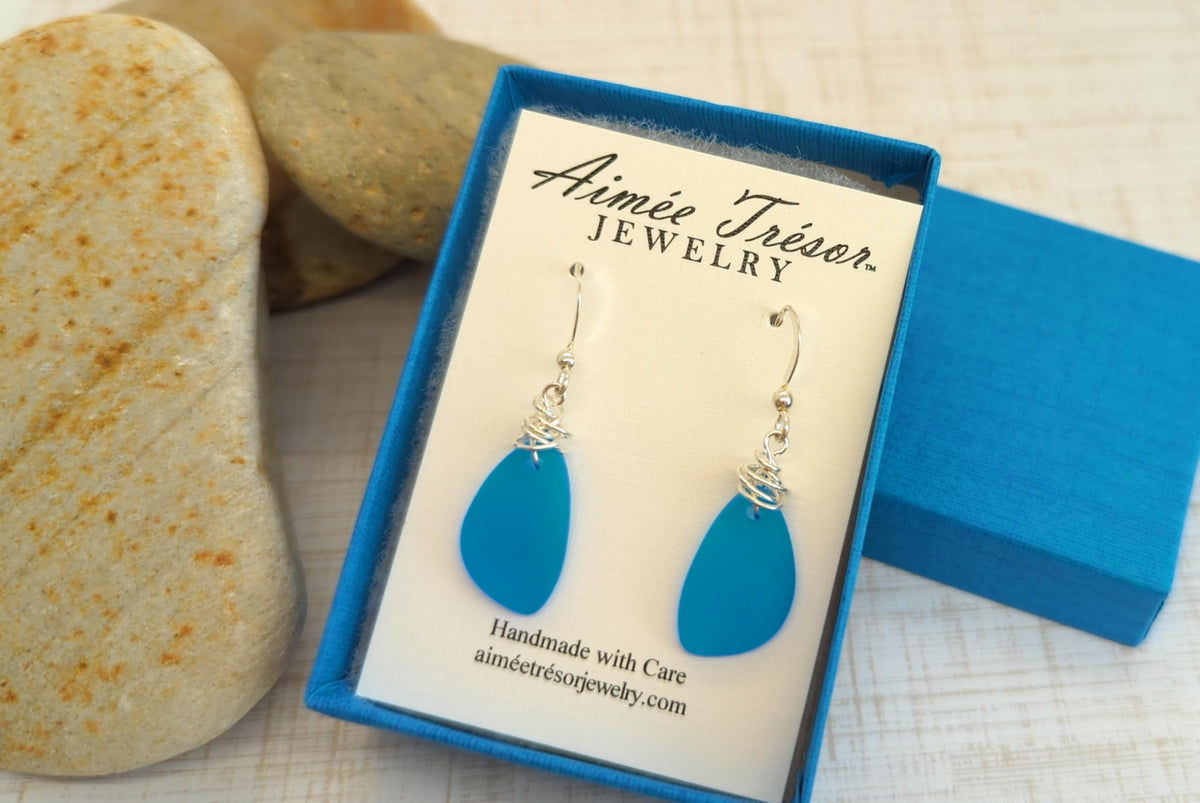 Popular Recycled Sea Glass Earrings on Sterling Silver Hooks - Aimee Tresor Official Imagery - 6