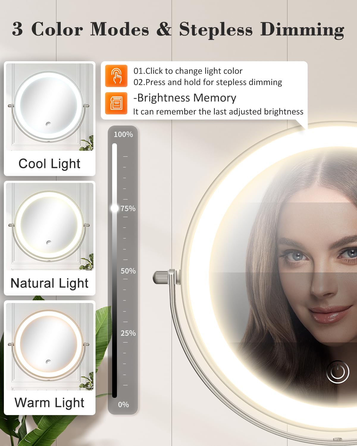 20X 9 Wall Mounted Magnifying Makeup Mirror with Light - vpu Official Imagery - 5