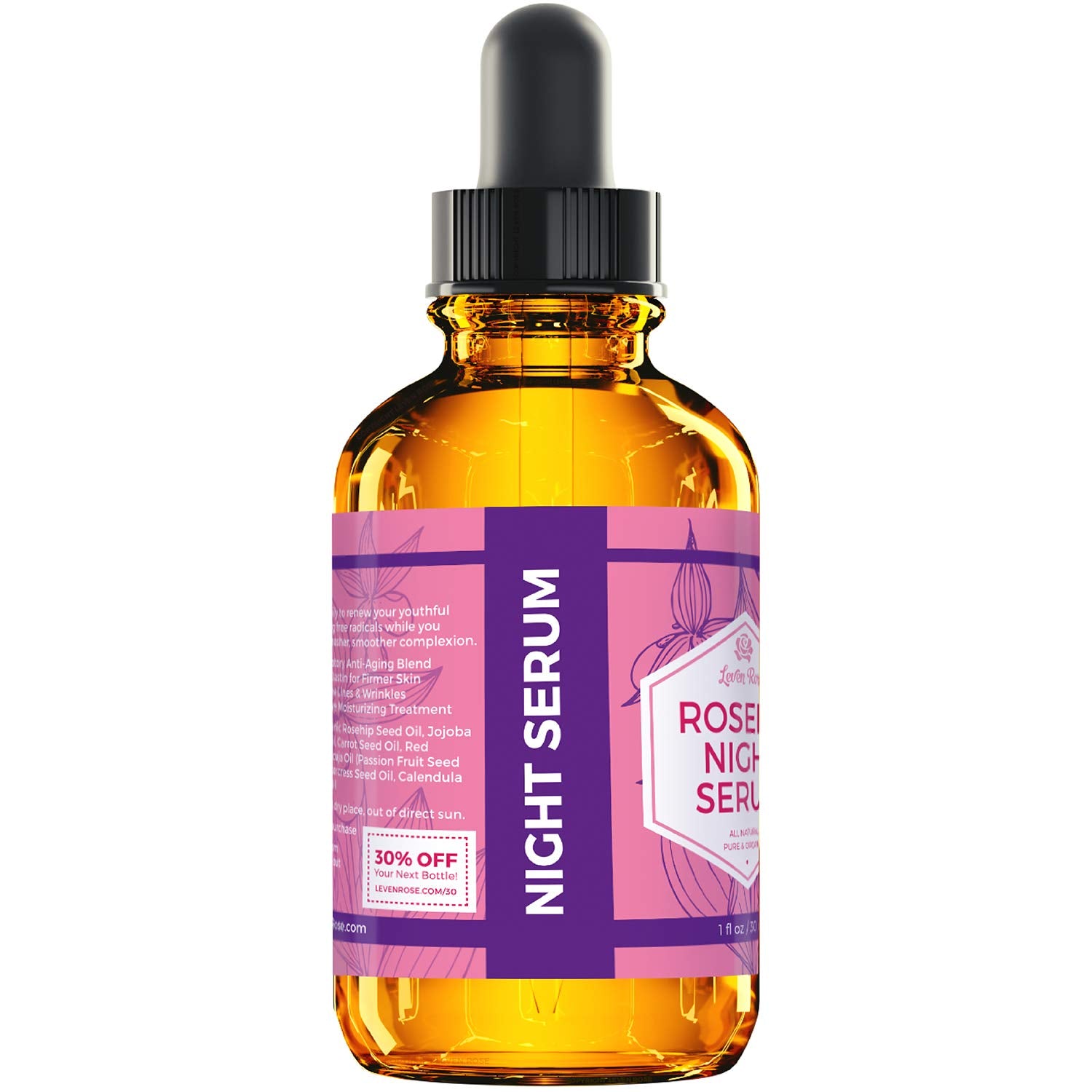 Leven Rose Rosehip Oil Night Face Serum, 100% Pure Organic Natural Rose Hip Oil - Leven Rose Official Product View 6
