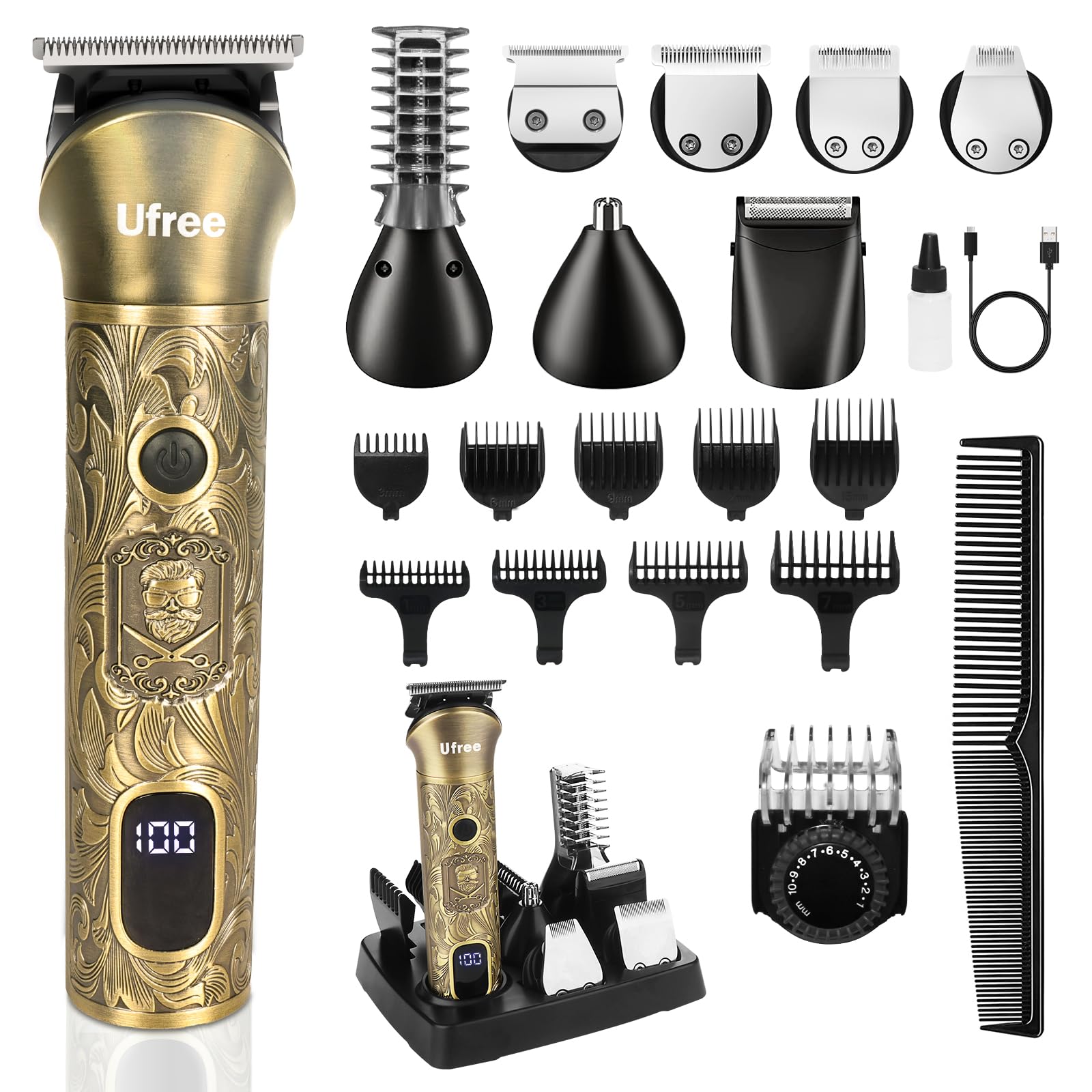 Ufree Professional Beard Trimmer for Men, Electric Shaver Razor, - Product Imagery