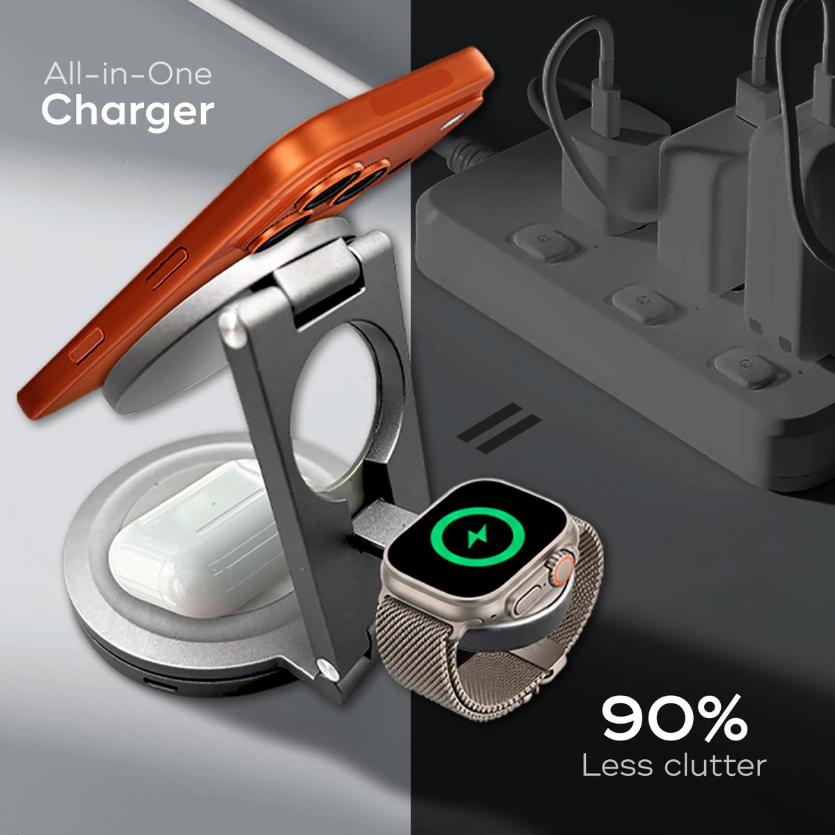 Travel Charger 3 in 1 Aluminum Wireless Charging Station - CenciTech Official Imagery - 6