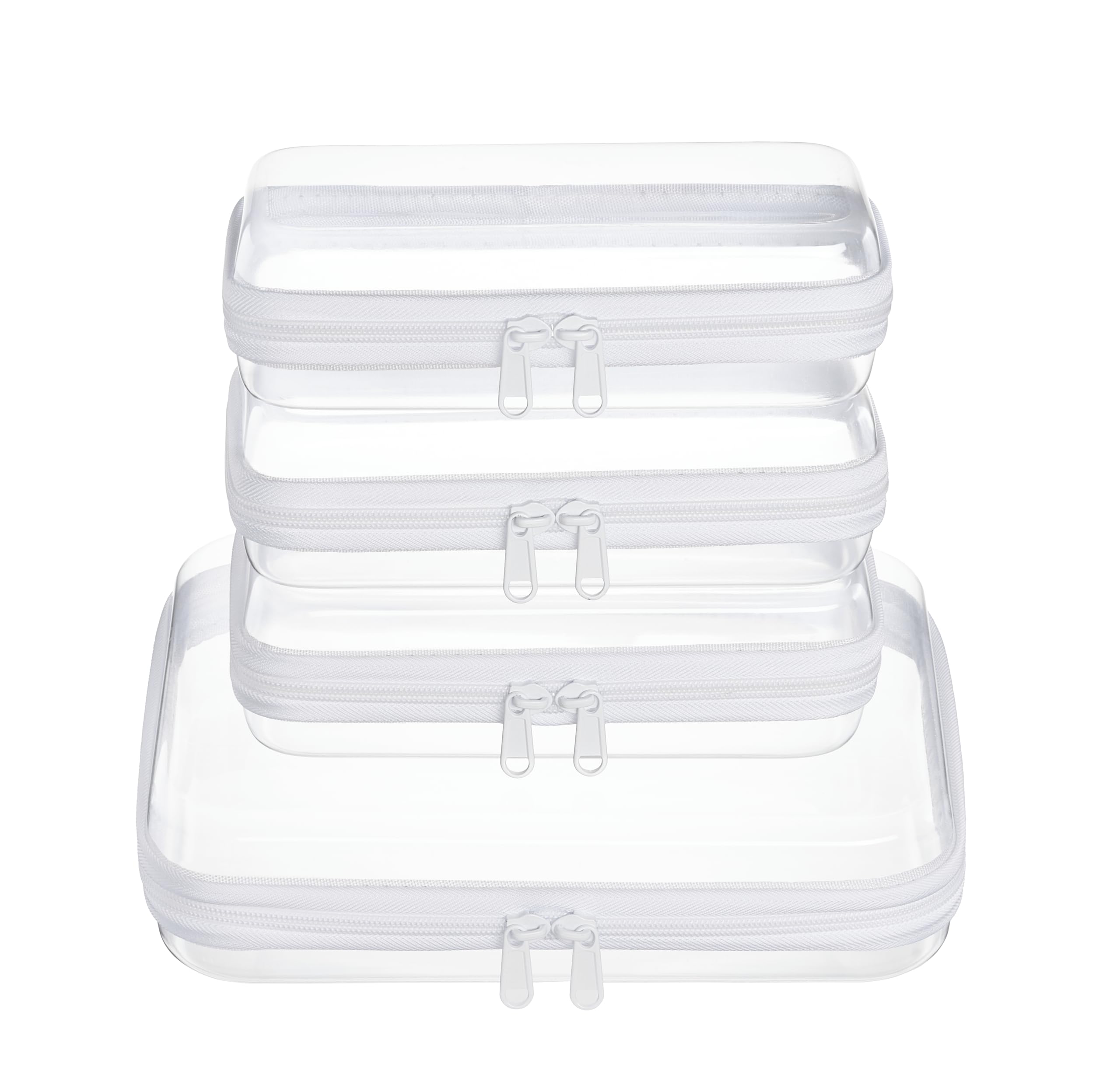 4 pcs Clear Zipper Pouches,Hard Shell Zipper Case - WELPIRT Official Product View 1