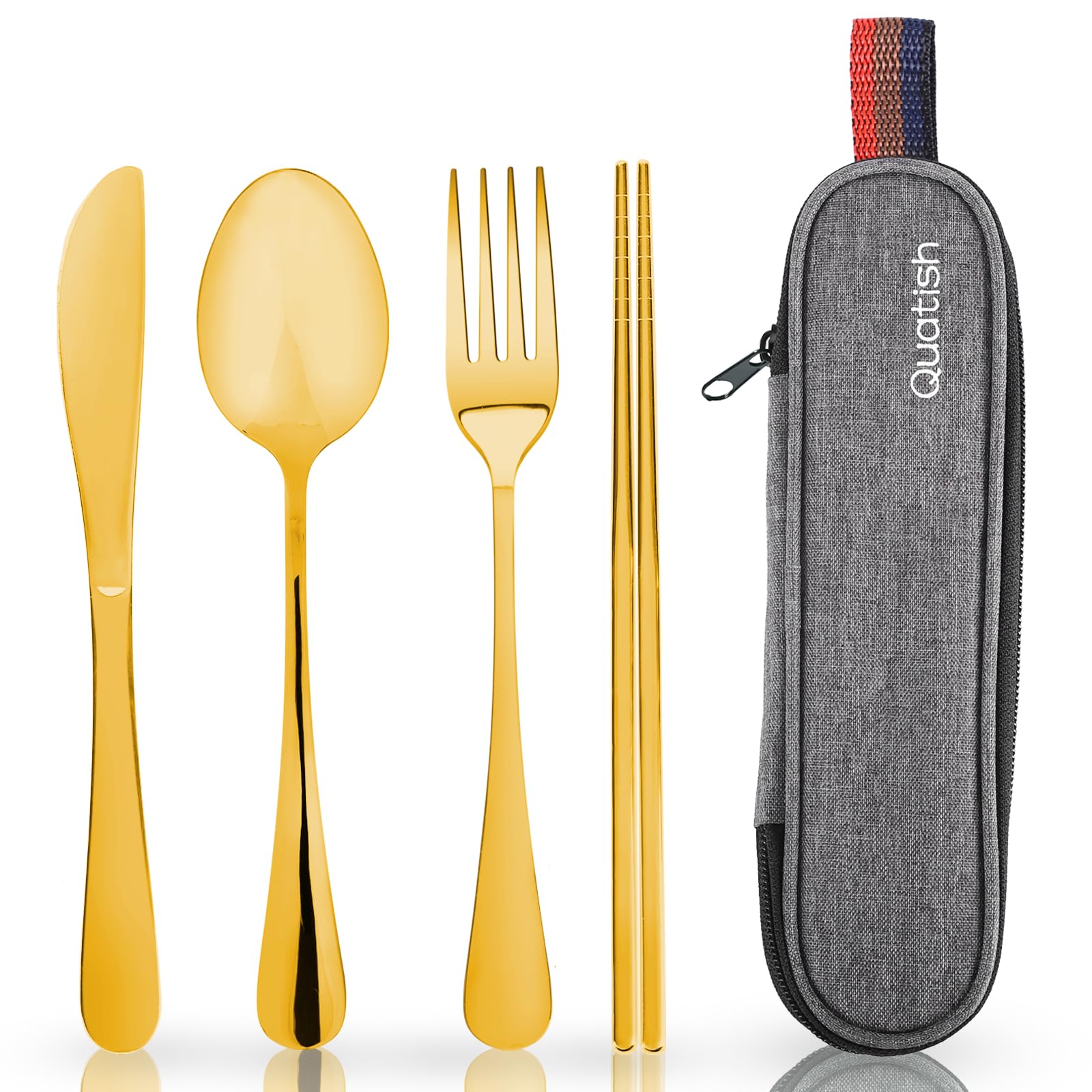 Travel Utensils with Case, Quatish Portable Silverware Set for Wo - Quatish Official Product View 8