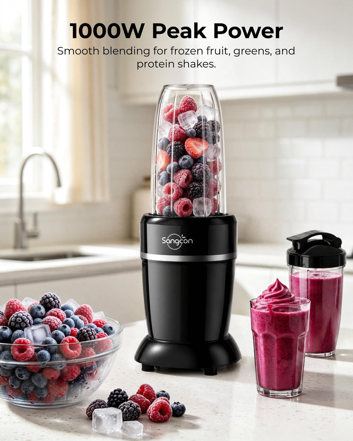 Sangcon 1000W Powerful Personal Smoothies Blender Frozen - sangcon Official Imagery - 3